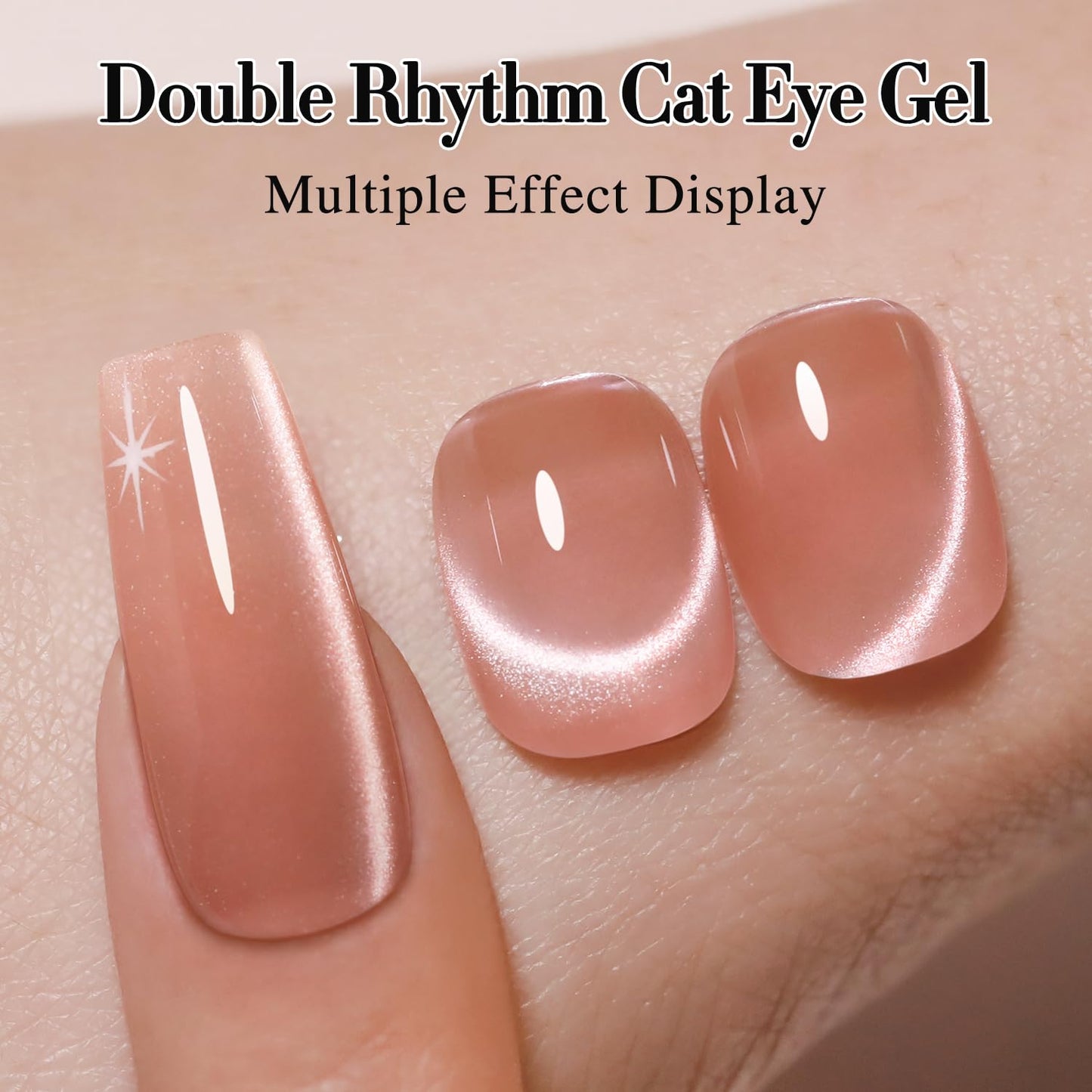 Double Rhythm 0.5 OZ Cat Eye Gel Polish with Magnet 15ML Holographic Glitter Shimmer Translucent Jelly Color Magnetic Polish Salon DIY at Home (MC1056)