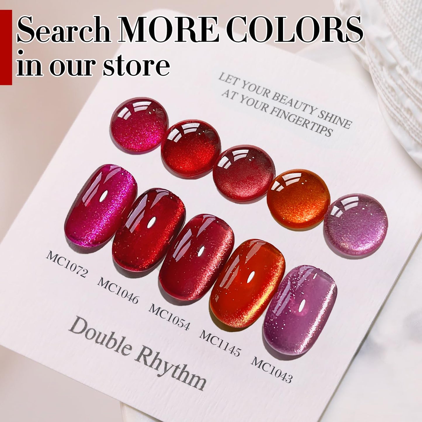 Double Rhythm 15ML Ice Glass Cat Eye Gel Polish with Magnet Holographic Glitter Shimmer Translucent Sheer Color Salon Soak Off Magnetic at Home (Blood Red-MC1145)