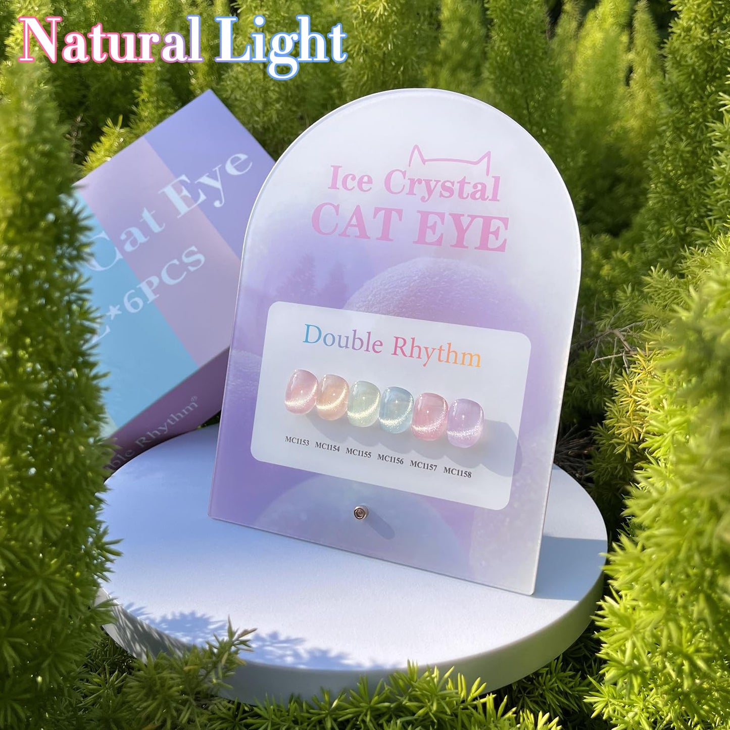 Double Rhythm Cat Eye Gel Nail Polish Set of 6 Same Color Same Bottle 0.5 Oz Shimmer Glitter with Magnet Holographic Reflective Magnetic UV Nail Polish Kit at Home (Silver Nude Pink Blue Purple-T6-28)