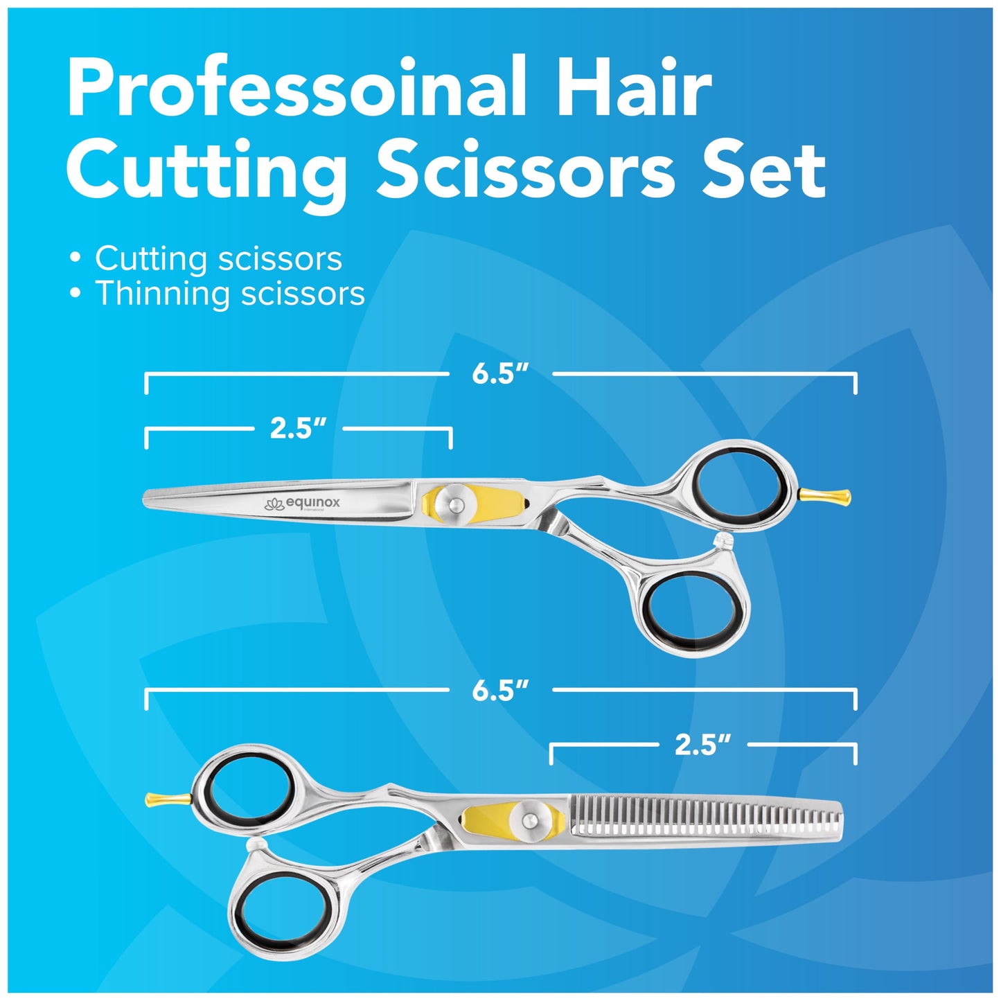 Equinox Professional Razor Edge Hair Cutting/Thinning Scissor Set/2, 6.5"