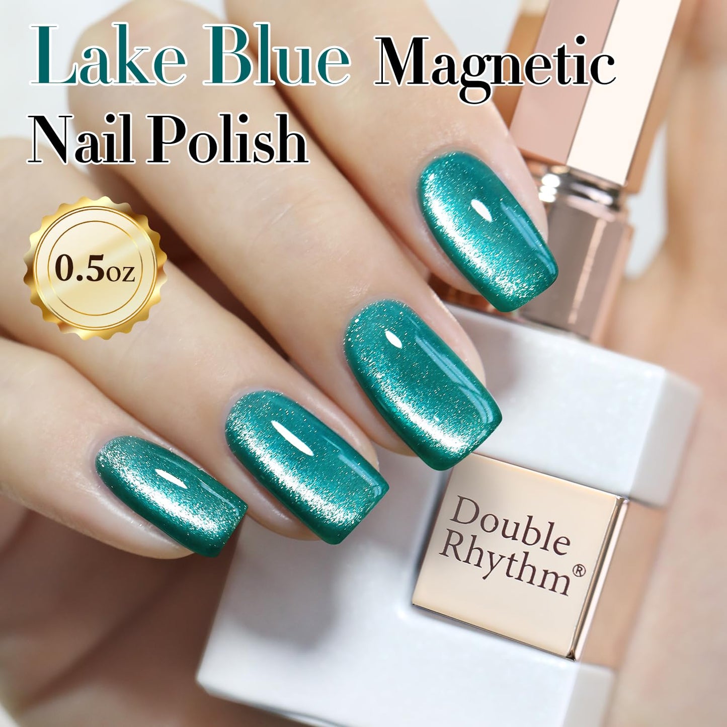 Double Rhythm 0.5 OZ Cat Eye Gel Polish with Magnet 15ML Holographic Glitter Shimmer Translucent Jelly Color Magnetic Nail Polish Salon DIY at Home (MC1027)
