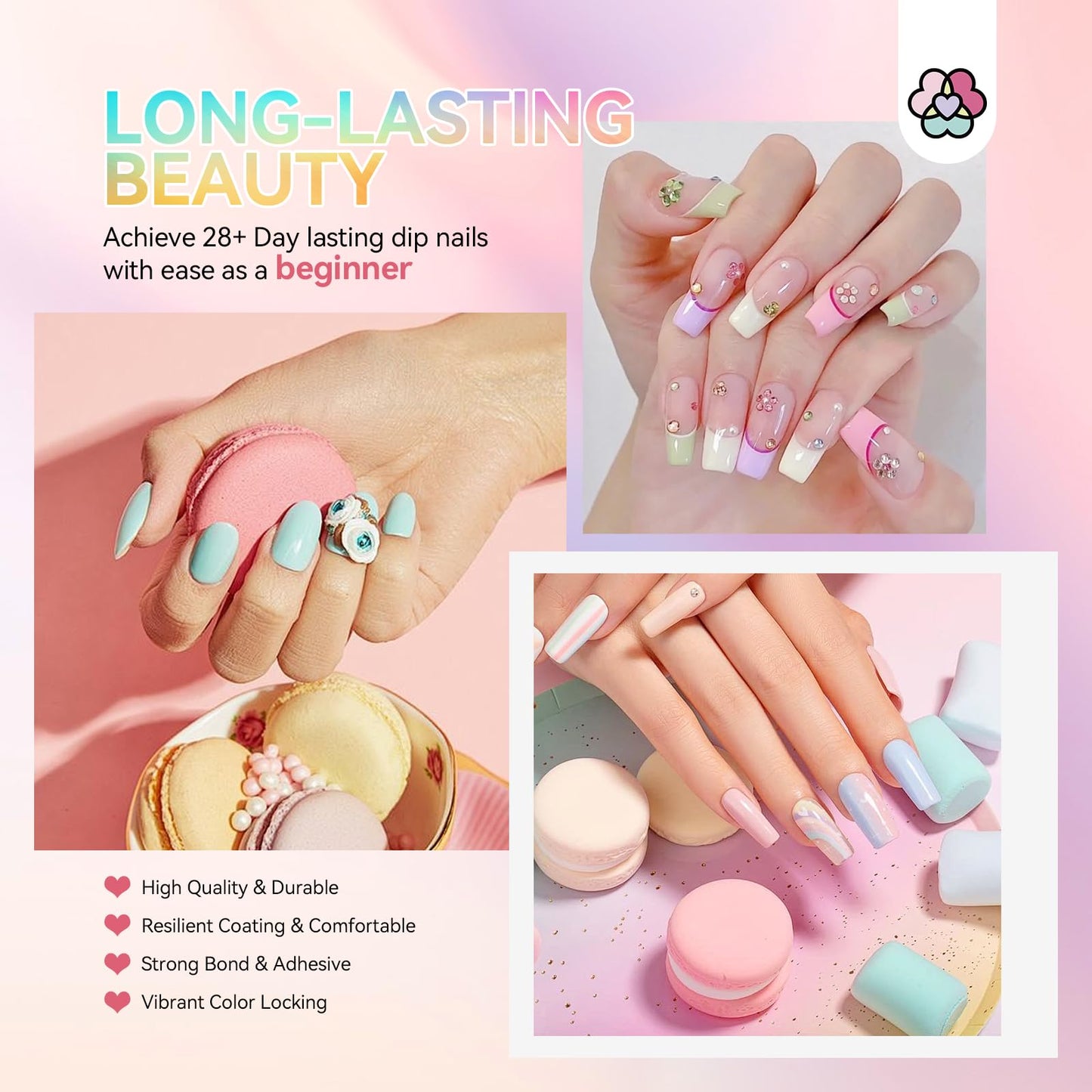 SAVILAND Dip Powder Nail Kit: 20 Colors Summer Neon Keratin Dipping Powder Vitamin E 4 Pcs Nail Dip Liquid Set Base Top Activator Brush Savor for Beginner DIY Home Women Gift
