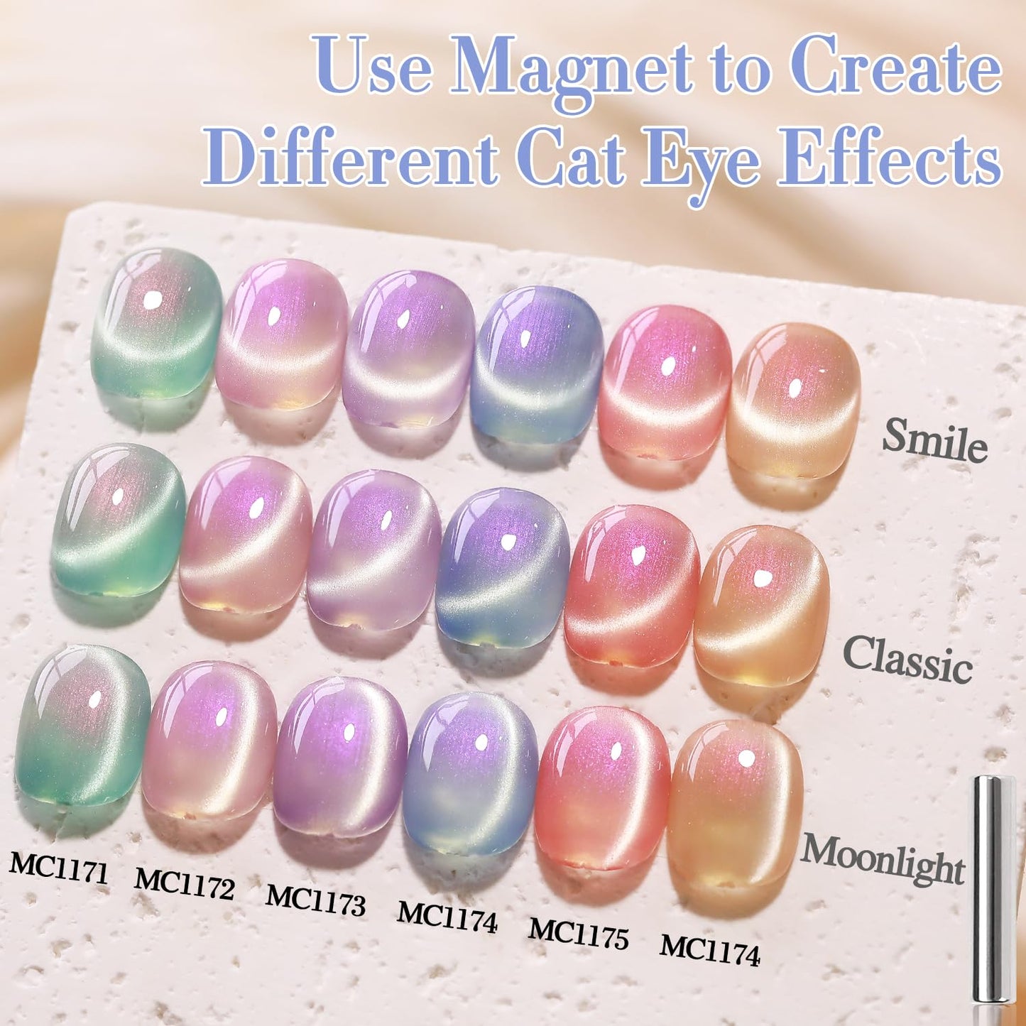 Double Rhythm 15ML Glass Cat Eye Gel Polish with Magnet Same Color Same Bottle Holographic Glitter Shimmer Salon Soak Off Magnetic Nail at Home (Mermaid Blue-MC1174)