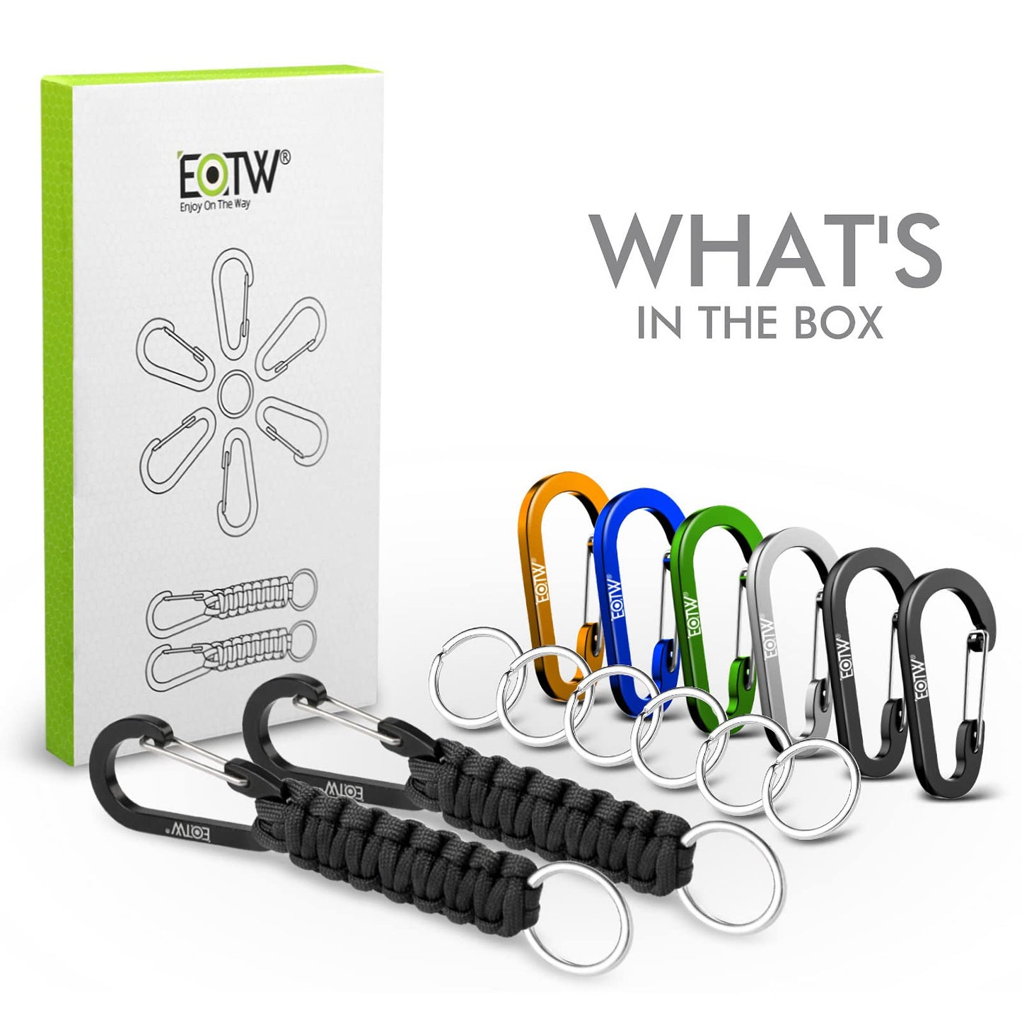 EOTW Carabiner Keychain, Small Carabiner Clip with Paracord Keychain Mini Aluminum D Ring Key Organizer