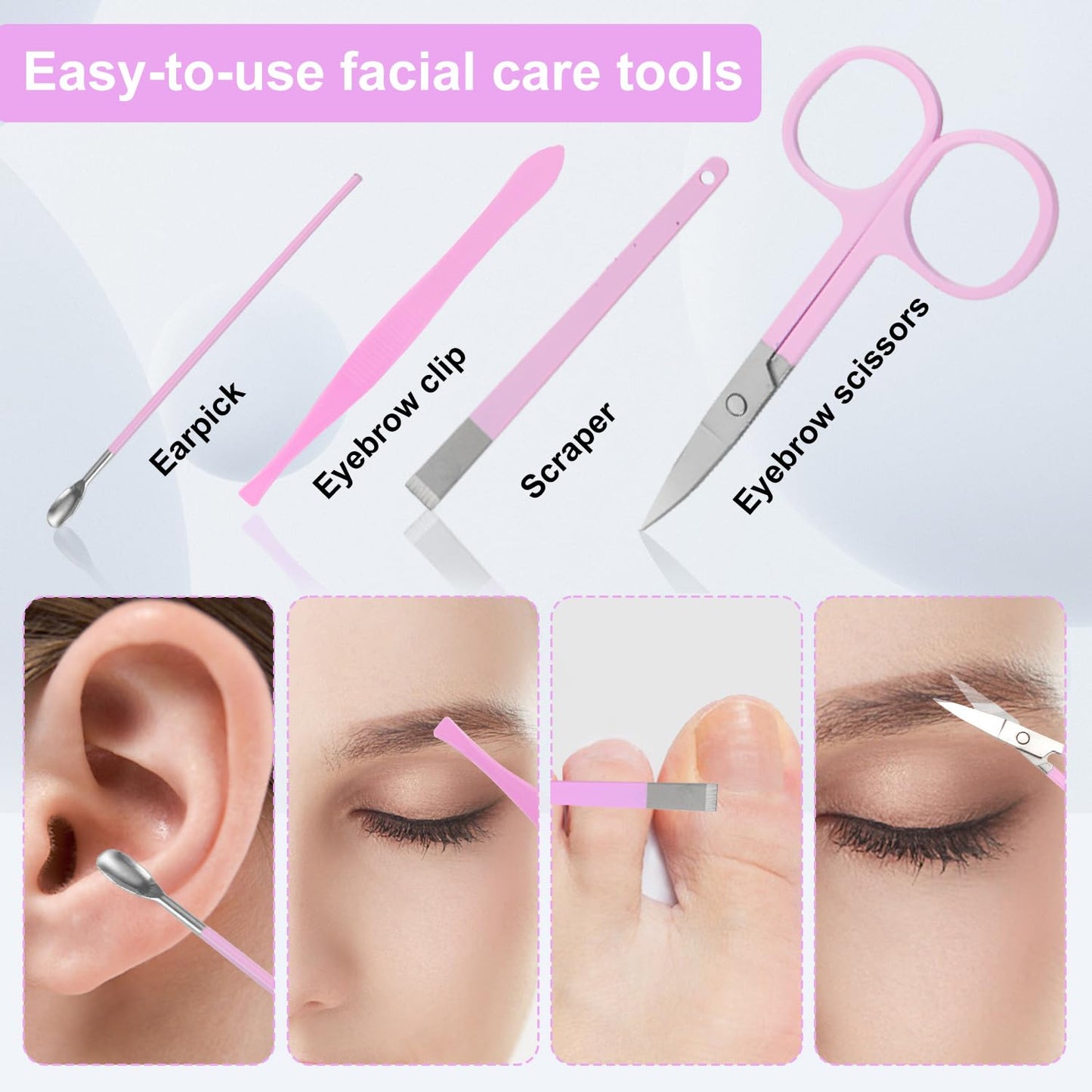 10 Piece Nail Kit, Manicure Kit, Nail Care Kit For Women, Manicure Pedicure Set, Nail Clippers Toenail Clippers Kit, Professional Manicure Kit Pedicure Kit, with Luxurious Travel Case - Rose Red