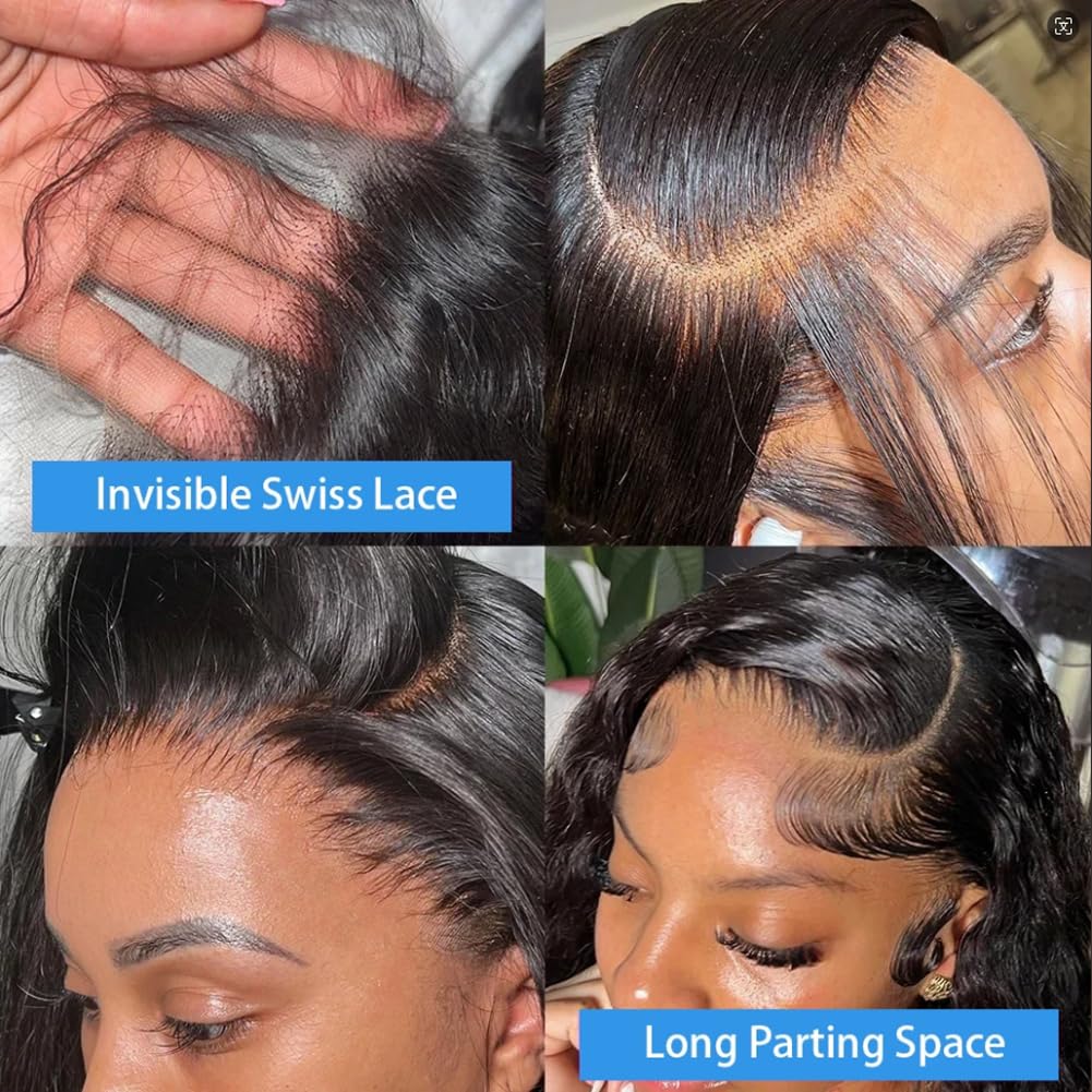 13x6 Lace Front Wigs Human Hair 180% Density Body Wave Lace Front Wigs Human Hair 20 Inch HD Transparent Lace Frontal Wigs Human Hair Glueless Human Hair Wigs for Women Natural Black Color