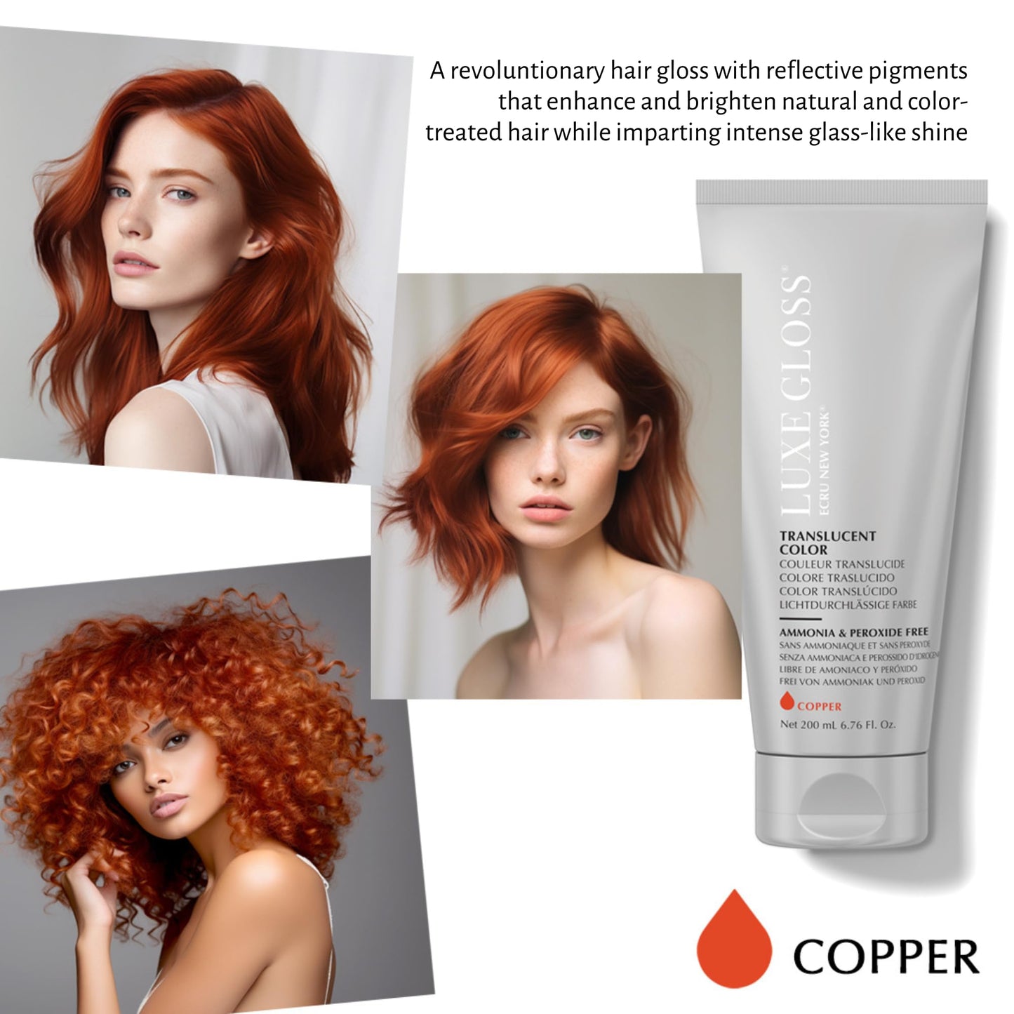 ECRU New York LUXE GLOSS Hair Gloss for Enhanced Color and Glass-Like Shine, Copper