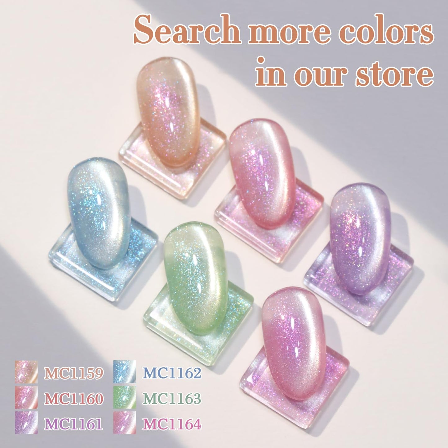 Double Rhythm 0.5 Oz Cat Eye Gel Polish with Magnet Same Color Same Bottle Holographic Glitter Shimmer Translucent Color Salon Soak Off Magnetic Nail at Home (Nude Apricot-MC1159)