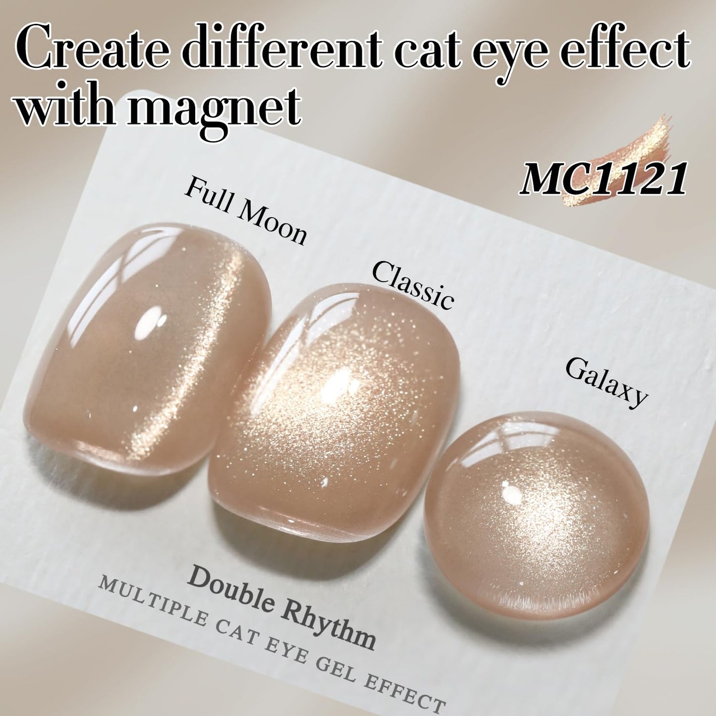 Double Rhythm 15ML Ice Glass Cat Eye Gel Polish with Magnet Holographic Glitter Shimmer Translucent Sheer Color Salon Soak Off Magnetic at Home (Milky Nude-MC1121)
