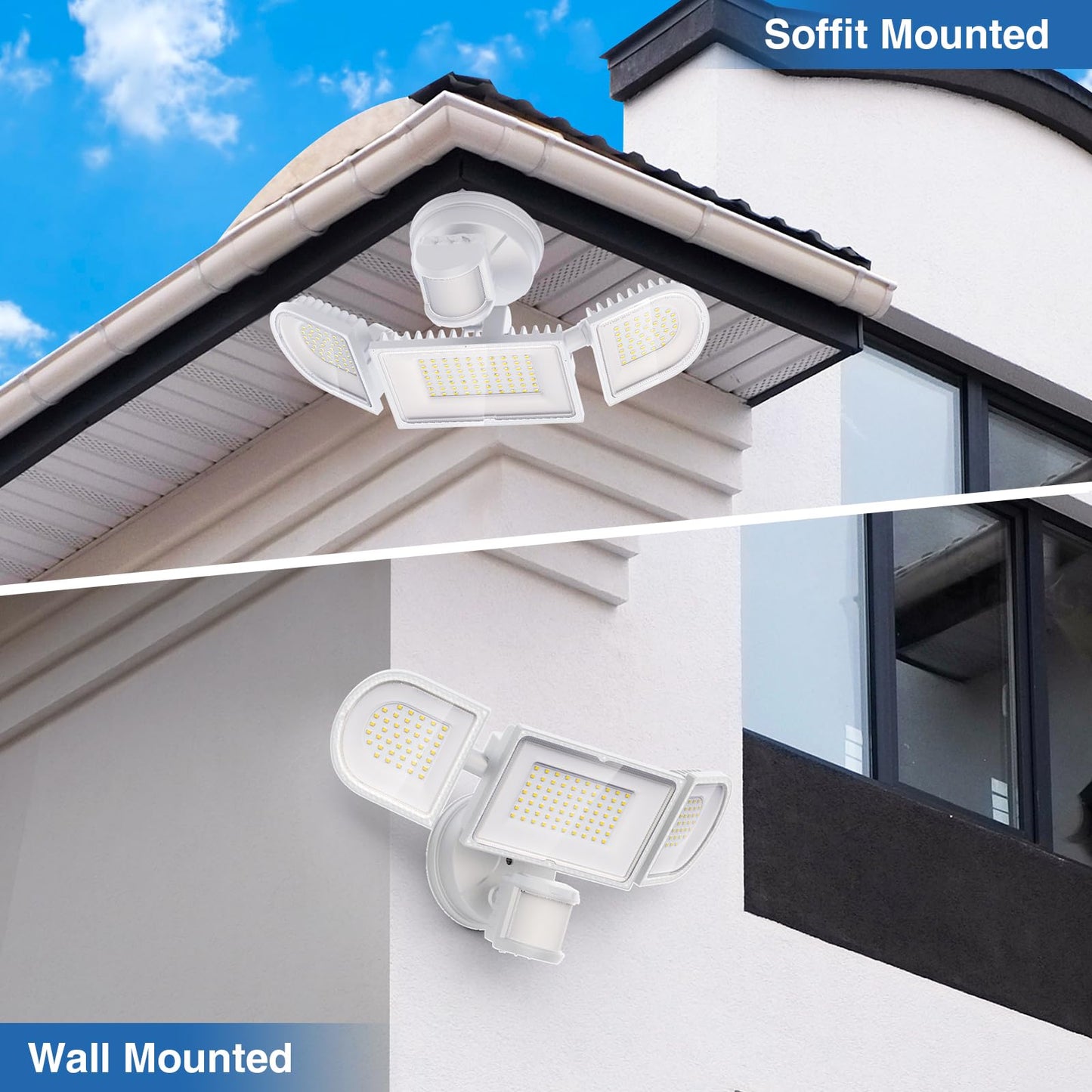 150W Motion Sensor Lights Outdoor & 4 Heads Solar Lights Outdoor