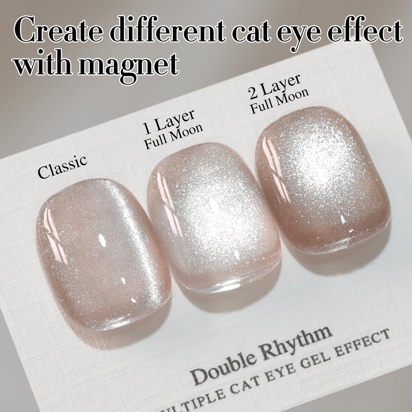 Double Rhythm 0.5 OZ Cat Eye Gel Polish with Magnet 15ML Holographic Glitter Shimmer Translucent Jelly Color Magnetic Polish Salon DIY at Home (MC1020)