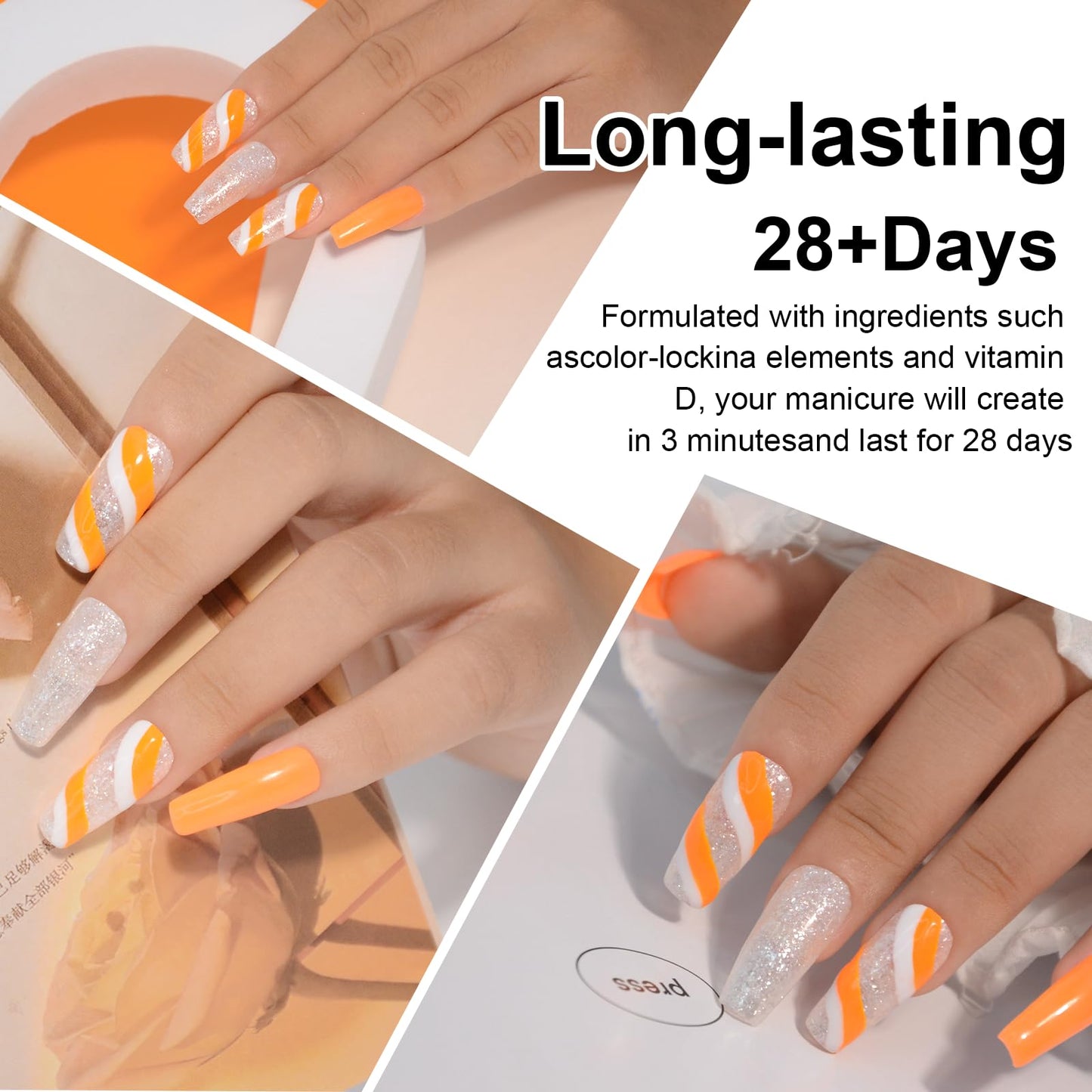 EODCI Nail Dip Powder Orange Yellow Color, EODCI Dipping Powder French Nail Art Starter Manicure Salon DIY at Home, Odor-Free and Long-Lasting, No Needed Nail Lamp Curing, 1 Oz