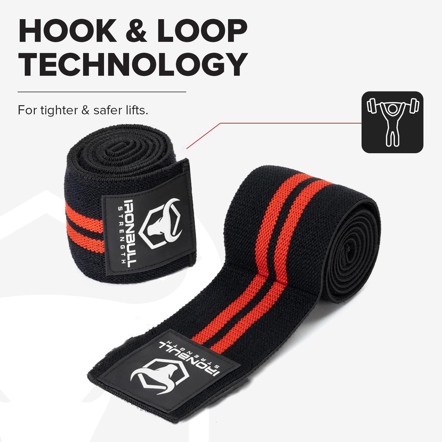 Elbow Wraps for Weightlifting (1 Pair) - 50" Elastic Elbow Braces for Weight Lifting - Elbow Support for Bench Press, Powerlifting, Fitness, & Gym Workout - Gym Elbow Straps Weightlifting (Black/Red)
