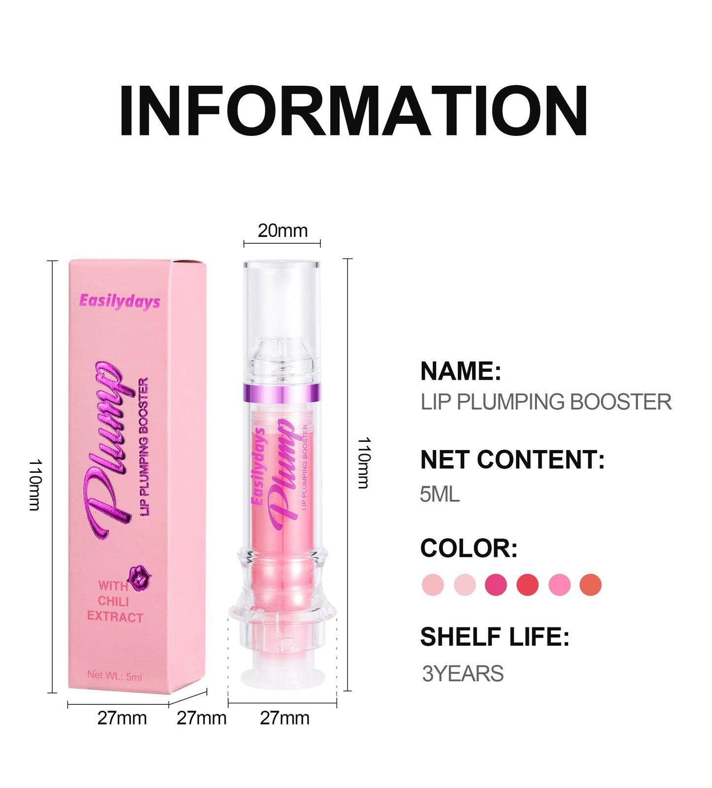 Easilydays Spicy Lip Gloss Plumper Glossy Lip Lipstick, Lifter Gloss, Hydrating, Volumizes, High-Shine, Lip Plumping Lip Glaze Lip Makeup, Plump & Pout Lip Plumper for Women Girls (#04)