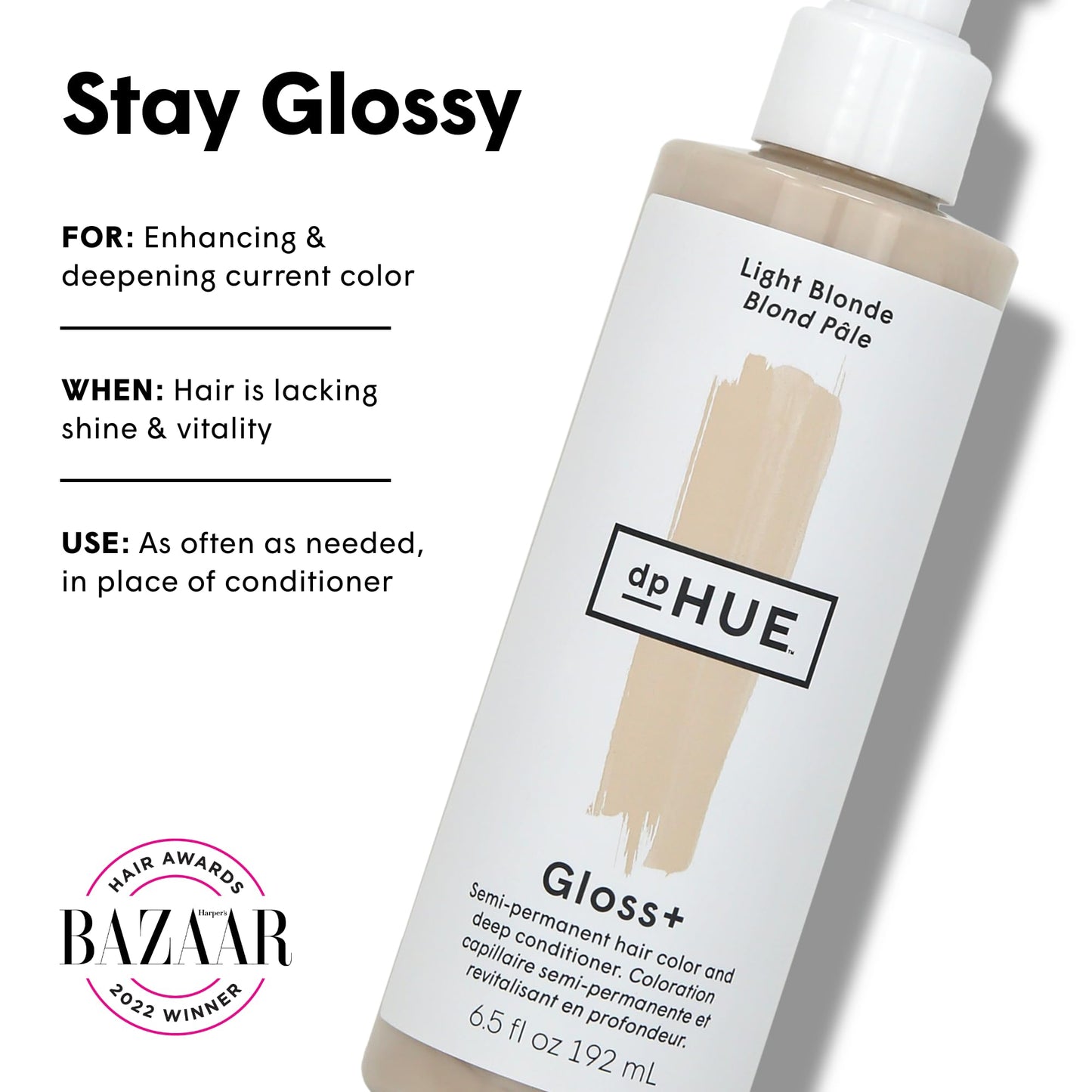 dpHUE Gloss+, Light Blonde - 6.5 oz (8-12 Applications) - Semi-Permanent Hair Color & Conditioner - Lasts Up to Eight Washes - Paraben, SLS & SLES Sulfate Free - Vegan, Leaping Bunny Certified
