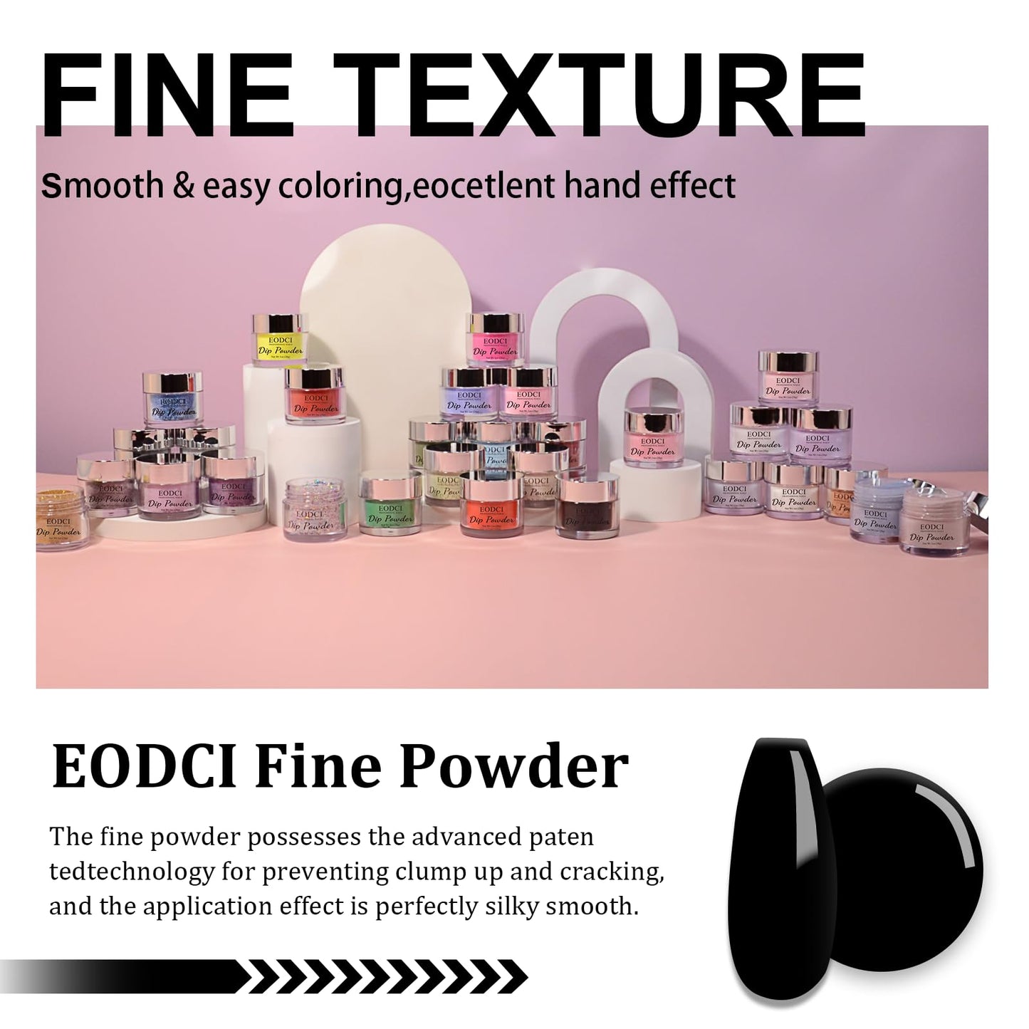 EODCI Black Dip Powder, 1OZ Neutral Nail Dip Powder for Long-lasting 28 Days+ Dip Nail Art French Manicure Nail Starter & Professional Home DIY Salon Use