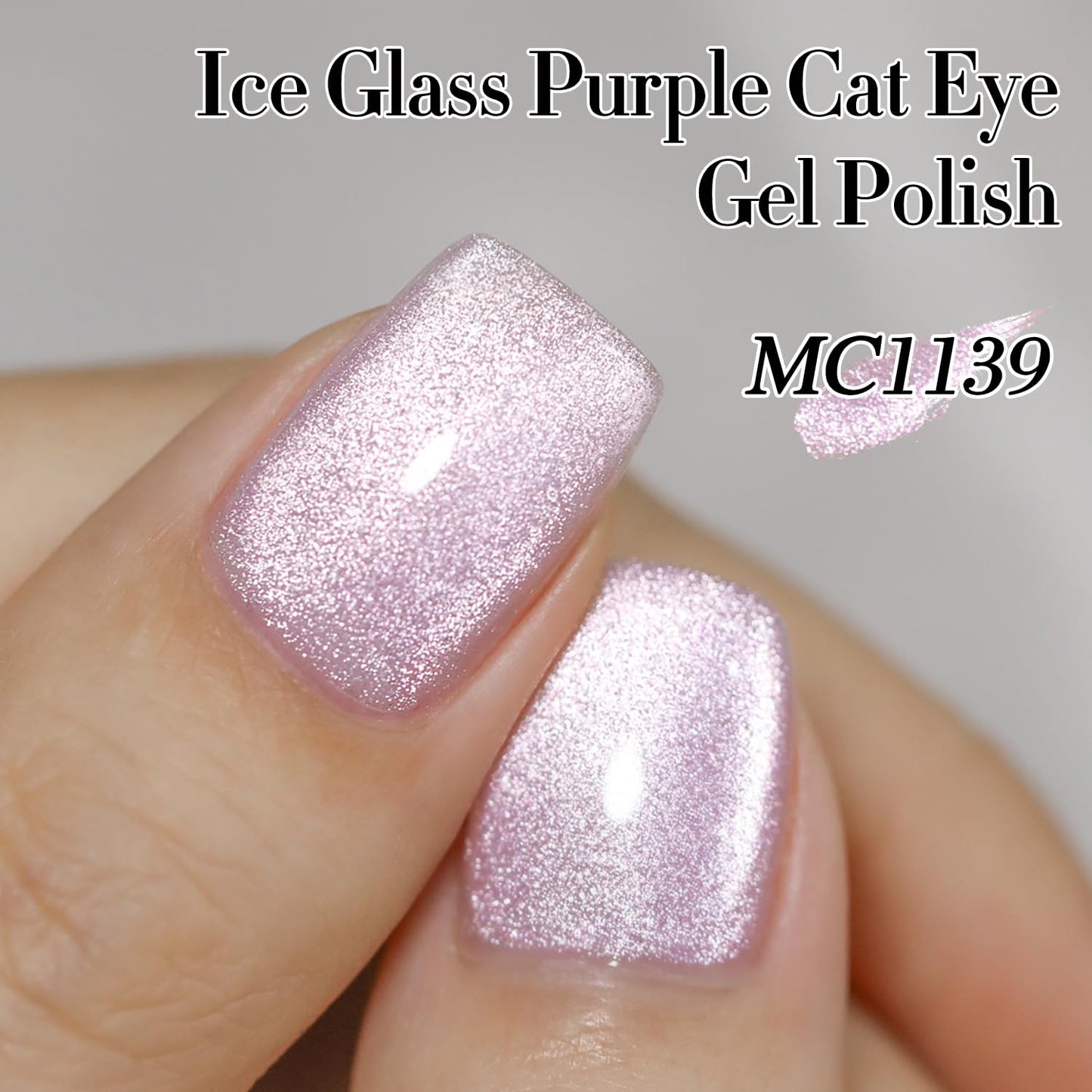 Double Rhythm 15ML Ice Glass Cat Eye Gel Polish with Magnet Holographic Glitter Shimmer Translucent Sheer Color Salon Soak Off Magnetic at Home (Purple-MC1139)
