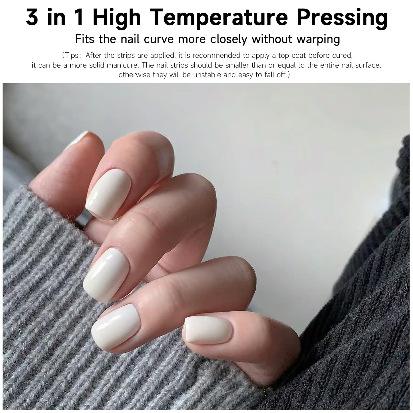 DUKASOU Semi Cured Gel Nail Strips, White 28 PCS Solid Color Gel Nail Strips Works Any with UV Light, Salon Quality Gel Nail Stickers Full Nail Wraps