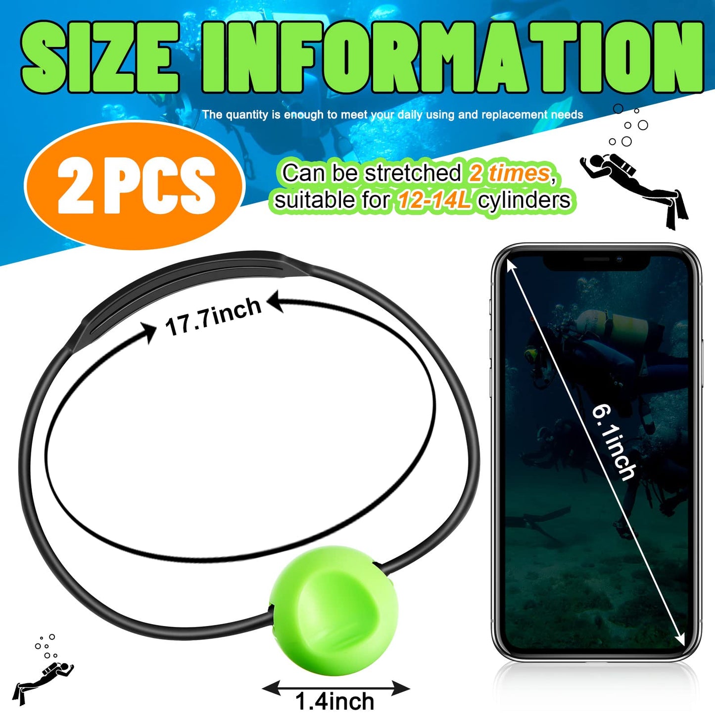 2 Pcs Tank Banger Underwater Signal Device Cylinder Diving Tank Accessories for Divers Noise Maker (Black and Green)