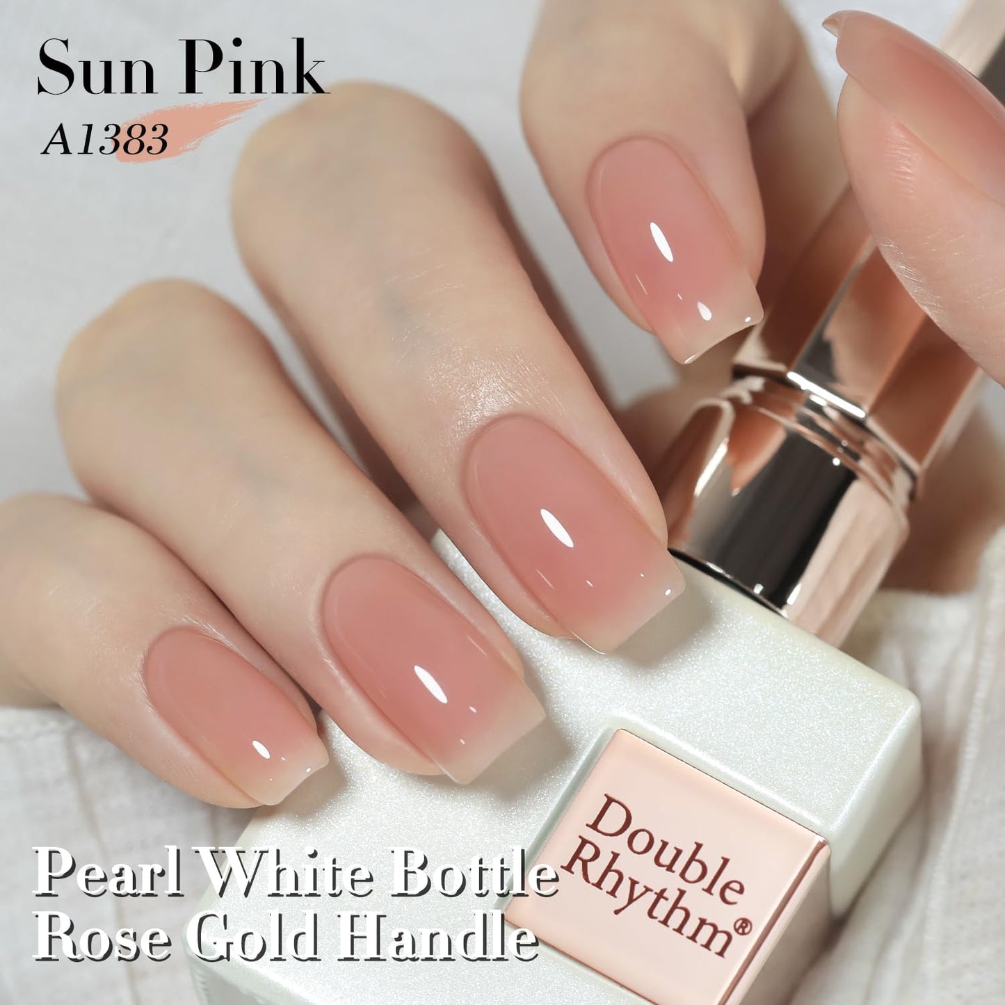 Double Rhythm 15ML Gel Polish Jelly Sheer Pastel Light Milky Color 1 PC 0.53 OZ Bottle UV Nail Polish Art Salon at Home for Women (Baby Pink Nude-B-A1383)