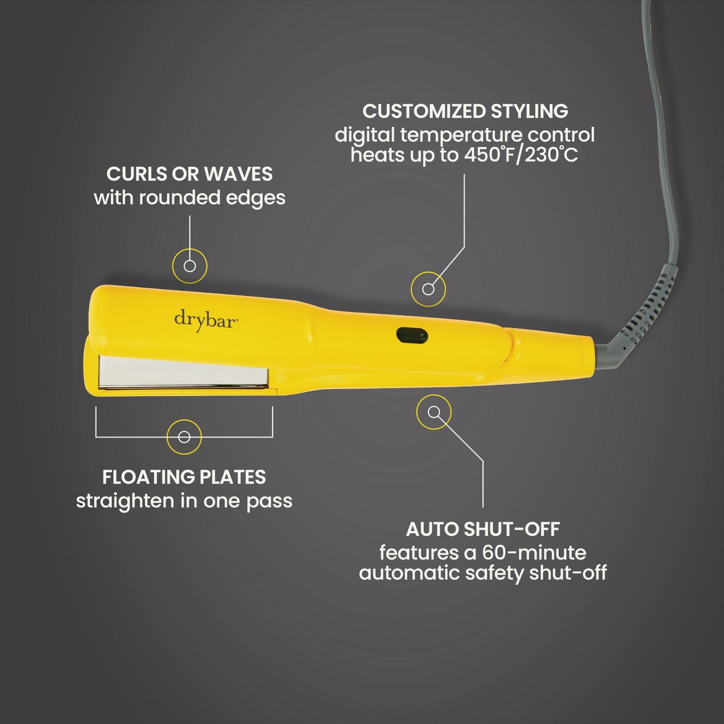 Drybar The Tress Press Straightening Iron 1.25" - Ionic Technology for Smooth, Shiny Hair - Straighten or Wrap Around Barrel to Create Curls, Waves, or Sleek Styles