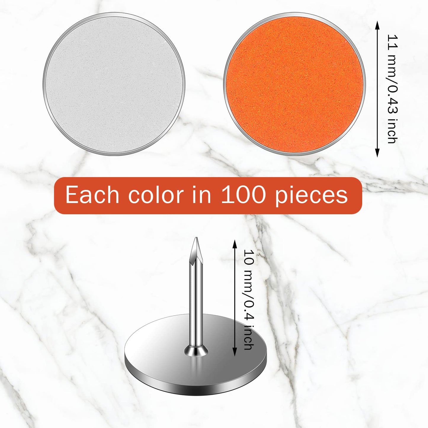 200 Pack White and Orange Reflective Tacks Trail Marking Tacks Glow Tacks Reflective Trail Markers Hunting Reflector Tacks Mark Trail Reflective Thumb Tacks for Hunting Hiking Camping Tree Stand
