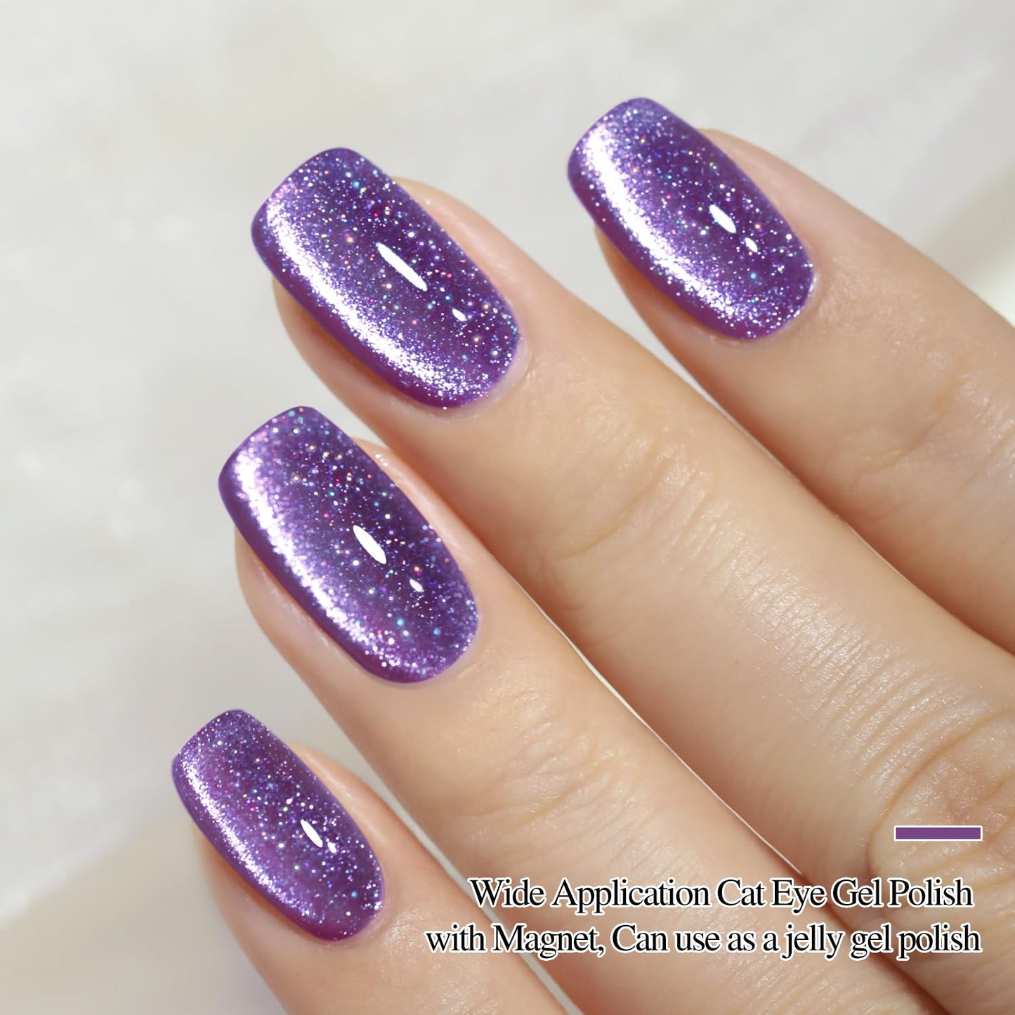 Double Rhythm Jelly Glass Cat Eye Gel Polish with Magnet 15ML Holographic Glitter Shimmer Translucent Sheer Color Magnetic Nail Polish Salon DIY at Home (Dark Purple-MC1066)