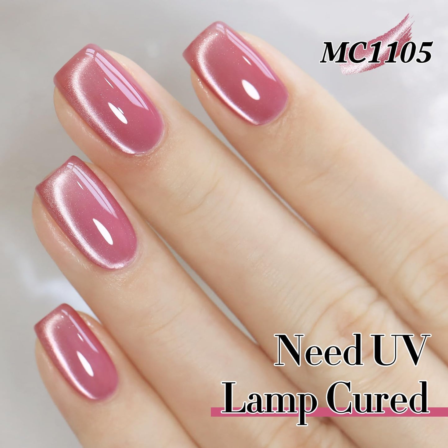 Double Rhythm Jelly Glass Cat Eye Gel Polish with Magnet 15ML Holographic Glitter Shimmer Translucent Sheer Color Magnetic Nail Polish Salon DIY at Home (Jelly Pink-MC1105)