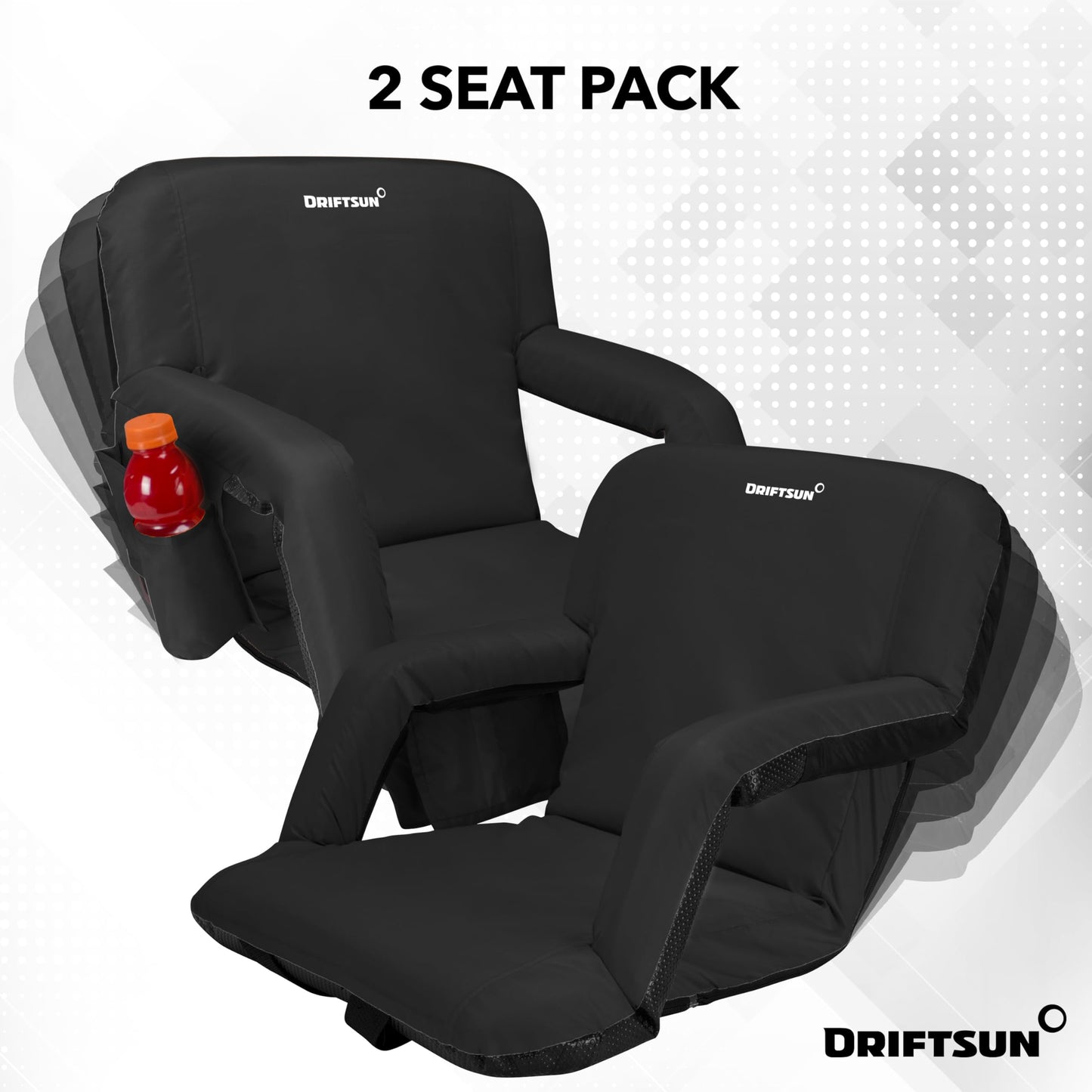 Driftsun 2 Pack Stadium Seats with Back Support, Deluxe Bleacher Chairs with Back Support, Padded Stadium Seats with Backs, Waterproof Stadium Chair