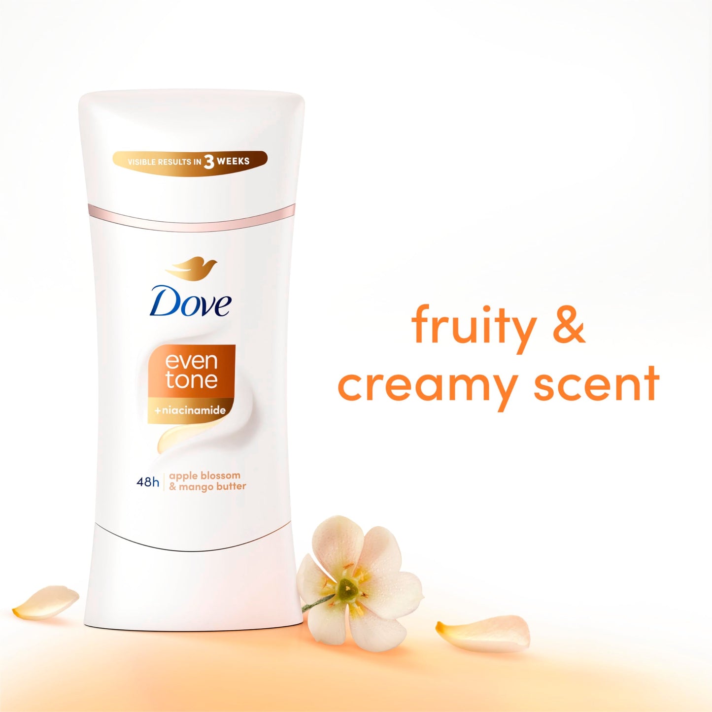 Dove Even Tone Antiperspirant Deodorant Stick Apple Blossom & Mango Butter For Uneven Skin Tone 2.6 oz