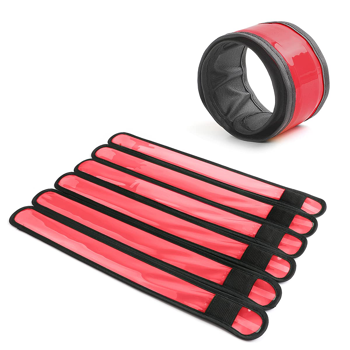 esonstyle Pack of 6 LED Light Up Band Slap Bracelets Night Safety Wrist Band for Cycling Walking Running Concert Camping Outdoor Sports (6 pcs-red)