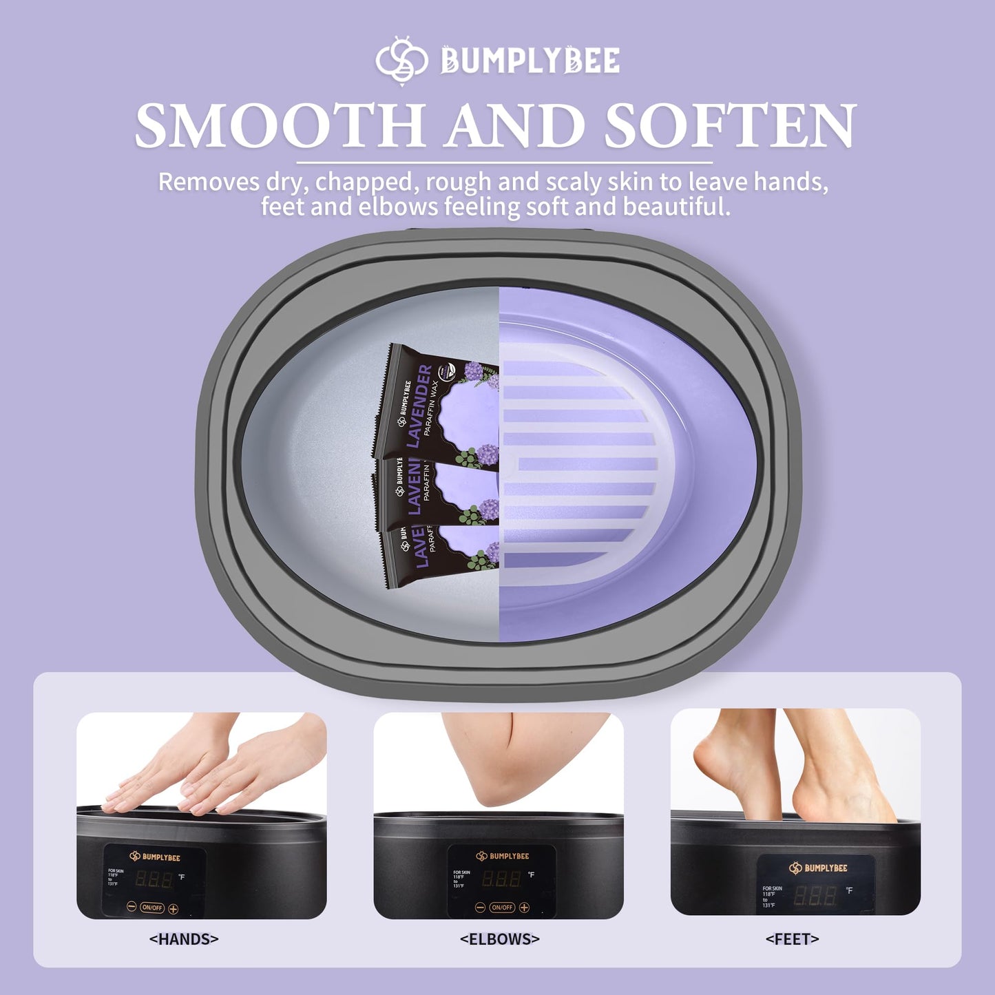 BUMPLYBEE Paraffin Wax for Hand and Feet, 10 Pack Lavender Paraffin Wax Refills for Paraffin Wax Machine, Hand Wax Paraffin Wax Bath, Foot Wax Paraffin Bath, Moisturizing Hands Feet, Deep Hydration
