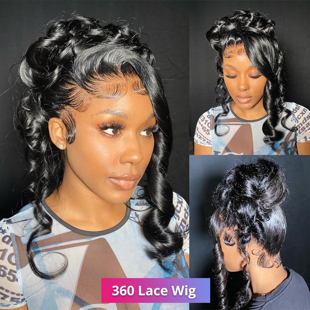 200 Density 360 Lace Front Wigs - Women's Brazilian Virgin Human Hair, 20 Inch, Body Wave, Pre-Plucked With Baby Hair, HD Transparent Full Lace