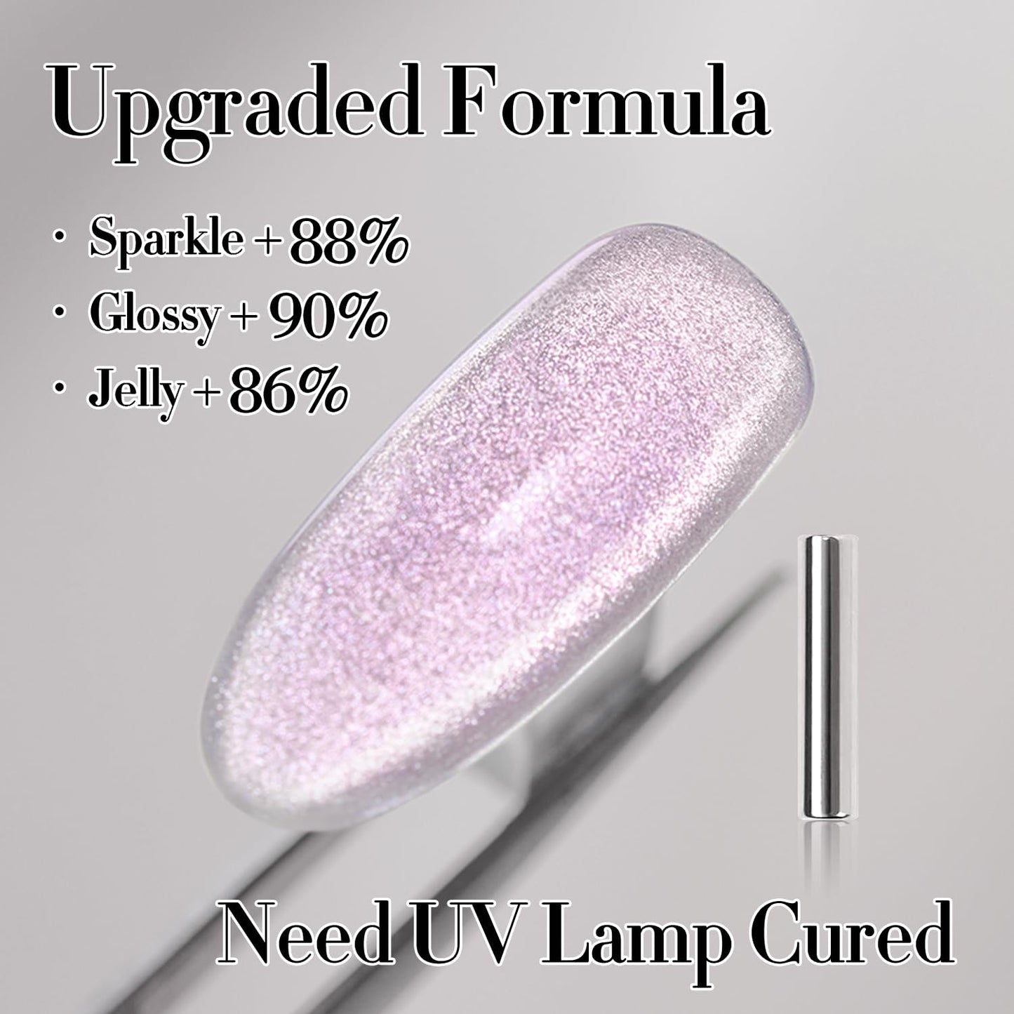 Double Rhythm 15ML Ice Glass Cat Eye Gel Polish with Magnet Holographic Glitter Shimmer Translucent Sheer Color Salon Soak Off Magnetic at Home (Purple-MC1139)