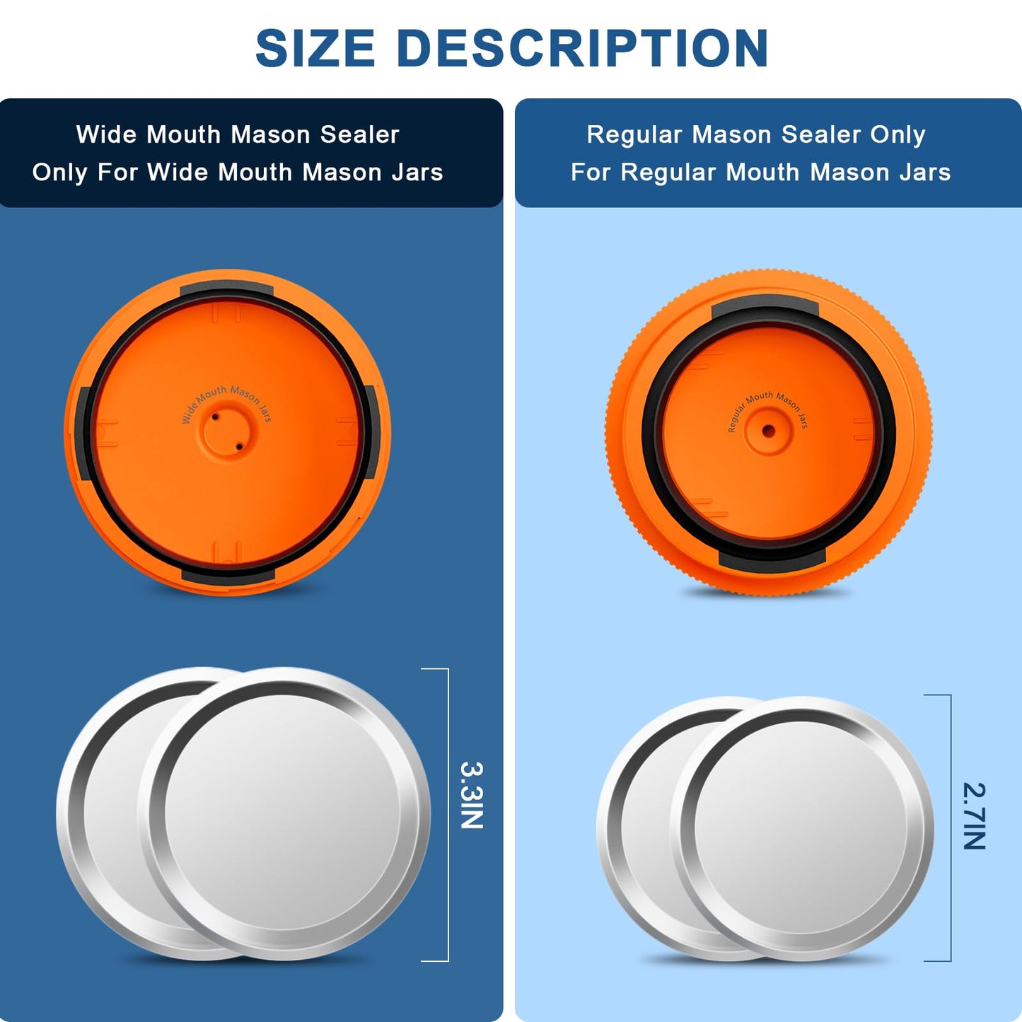 Electric Mason Jar Vacuum Sealer, Cordless Vacuum Sealer Kit with Wide-Mouth & Regular-Mouth Mason Jar Lids, Canning Vacuum Sealer for Food Storage and Fermentation, Orange