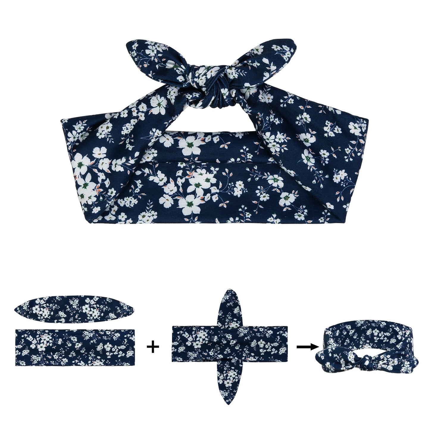 12 Pack Wild Floral Bow Headbands for Women Elastic Headwraps Hair Band Yoga Running Sports Knotted Hair Bands Stretchy Rabbit Ears Turban Fashion Sport Cute Hair Accessories