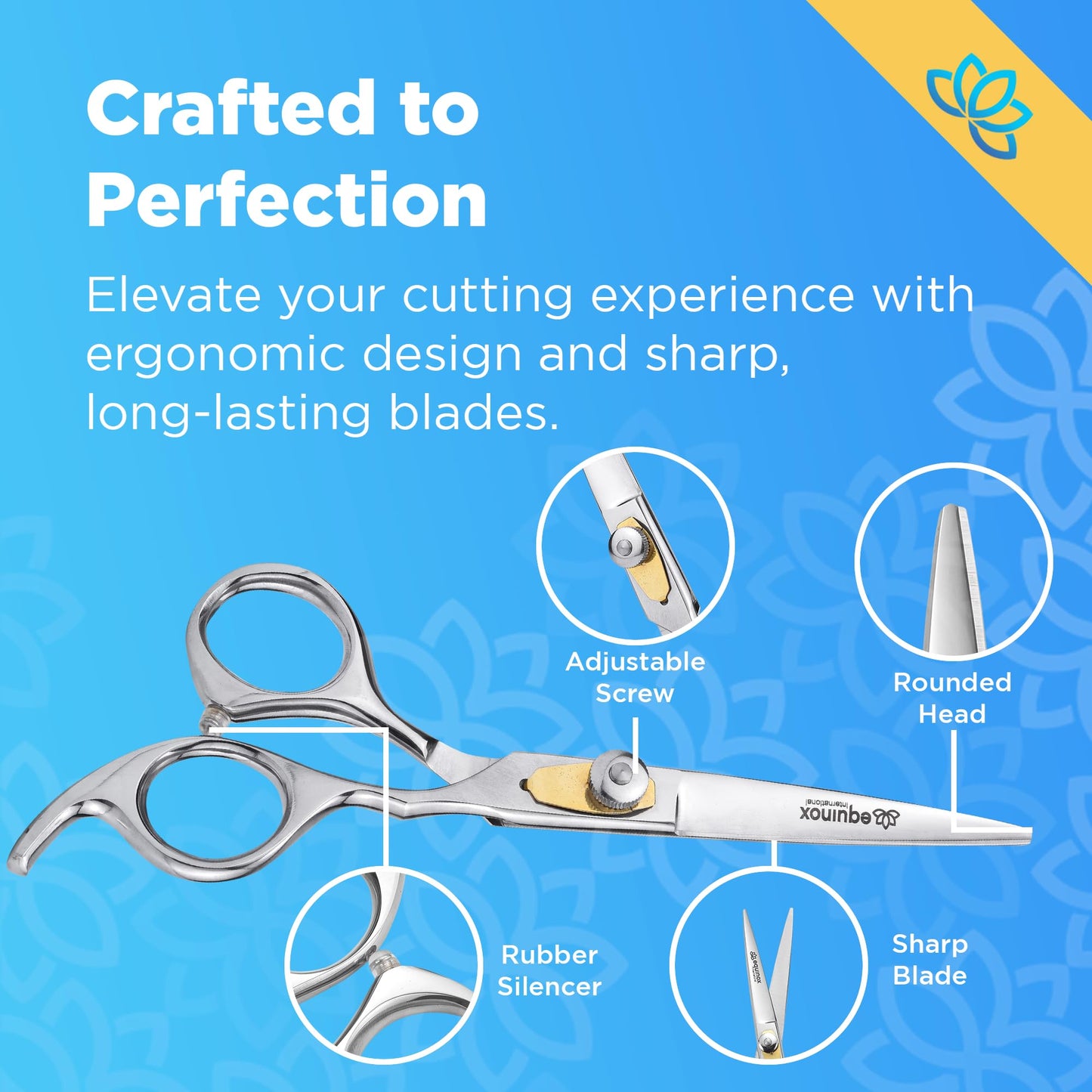 Equinox Professional Hair Scissors Set - Premium Barber Kit, Includes Hair Cutting Scissors, Thinning Shears, Straight Razor, Basic Comb, Cleaning Cloth, Oil & Sandpaper - Hair Salon & Barber Supplies