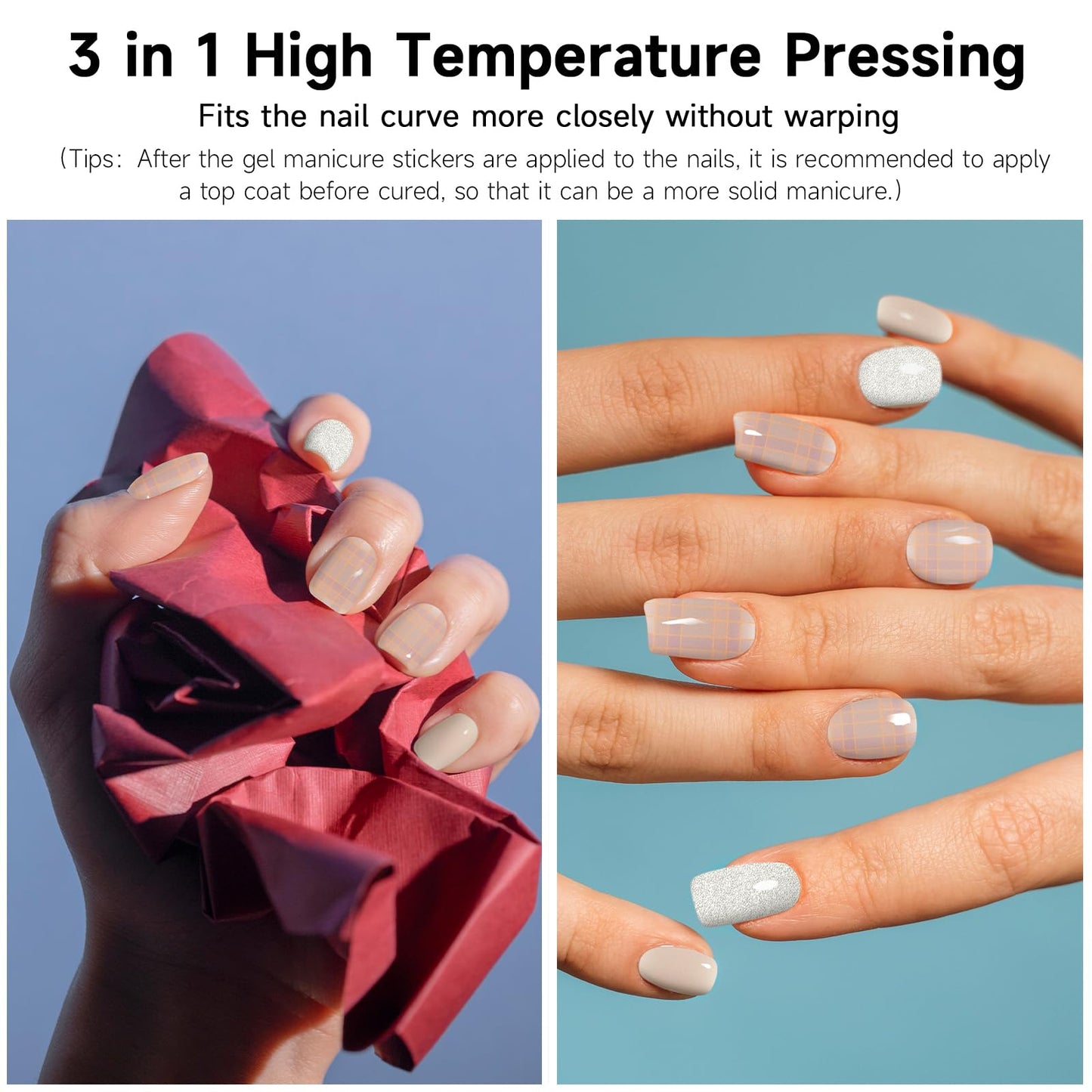 DUKASOU Semi Cured Gel Nail Strips, Milk Brown Sugar | 28 pcs Gel Nail Strips Work with Any UV Lamp, Salon Quality UV Nails Stickers, Easy to Apply for Home Nails DIY