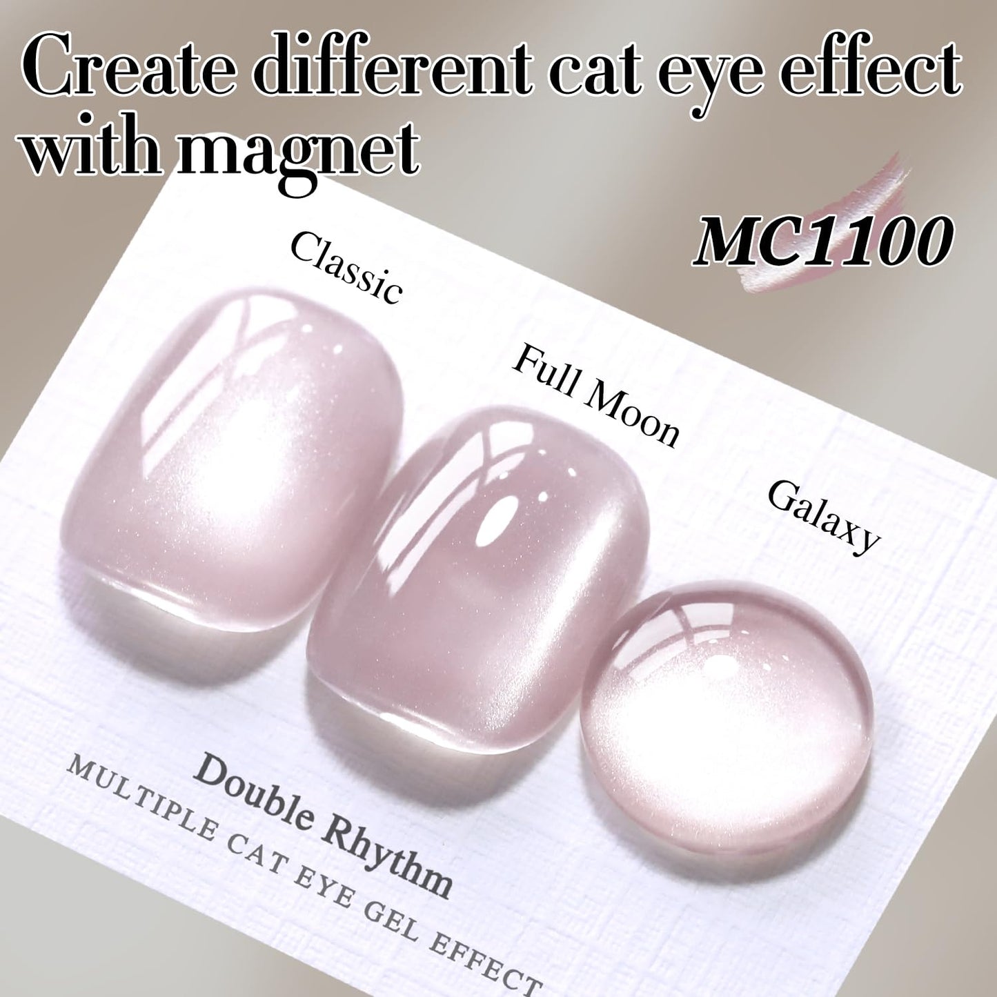 Double Rhythm Jelly Glass Cat Eye Gel Polish with Magnet 15ML Holographic Glitter Shimmer Translucent Sheer Color Magnetic Nail Polish Salon DIY at Home (Jelly Pale Purple-MC1100)