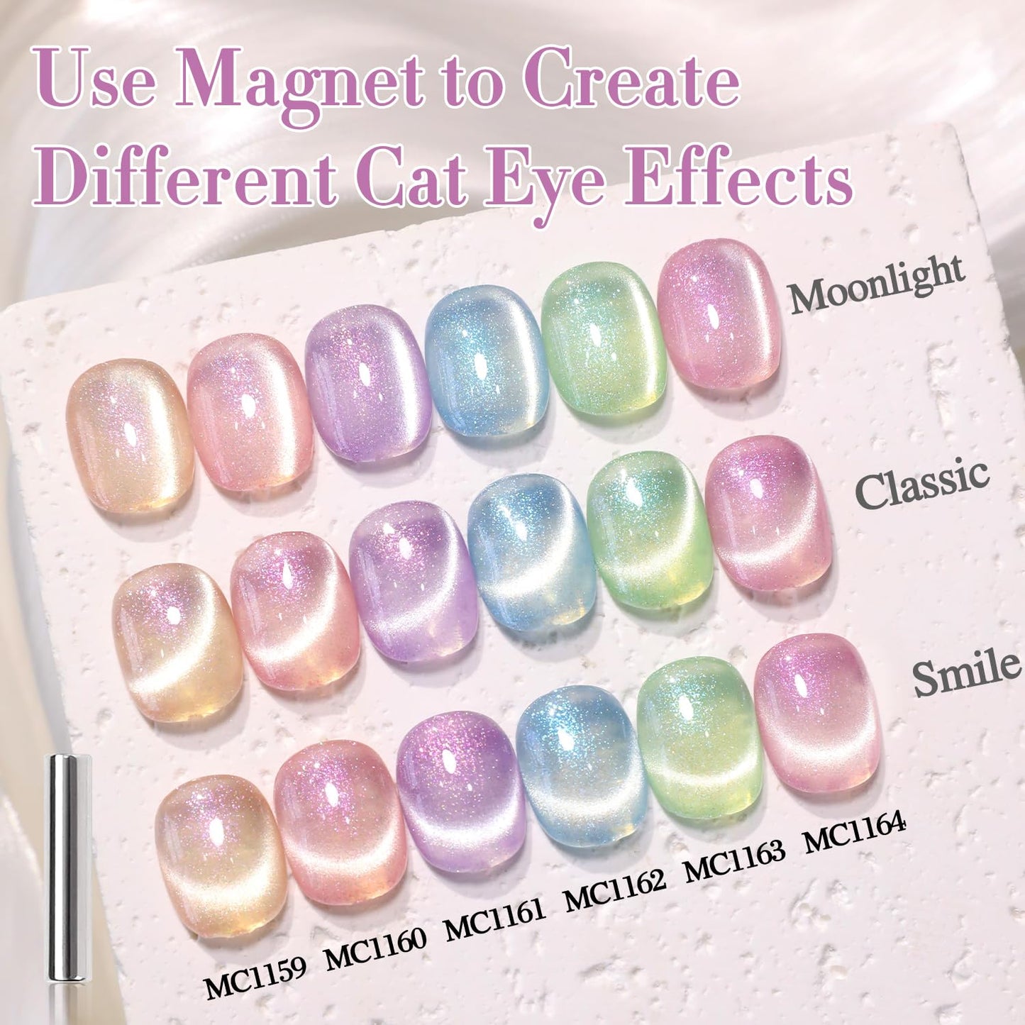 Double Rhythm 0.5 Oz Cat Eye Gel Polish with Magnet Same Color Same Bottle Holographic Glitter Shimmer Translucent Color Salon Soak Off Magnetic Nail at Home (Mermaid Blue-MC1162)