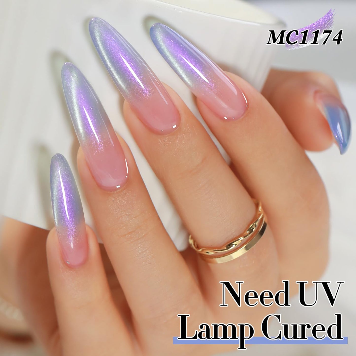 Double Rhythm 15ML Glass Cat Eye Gel Polish with Magnet Same Color Same Bottle Holographic Glitter Shimmer Salon Soak Off Magnetic Nail at Home (Mermaid Blue-MC1174)