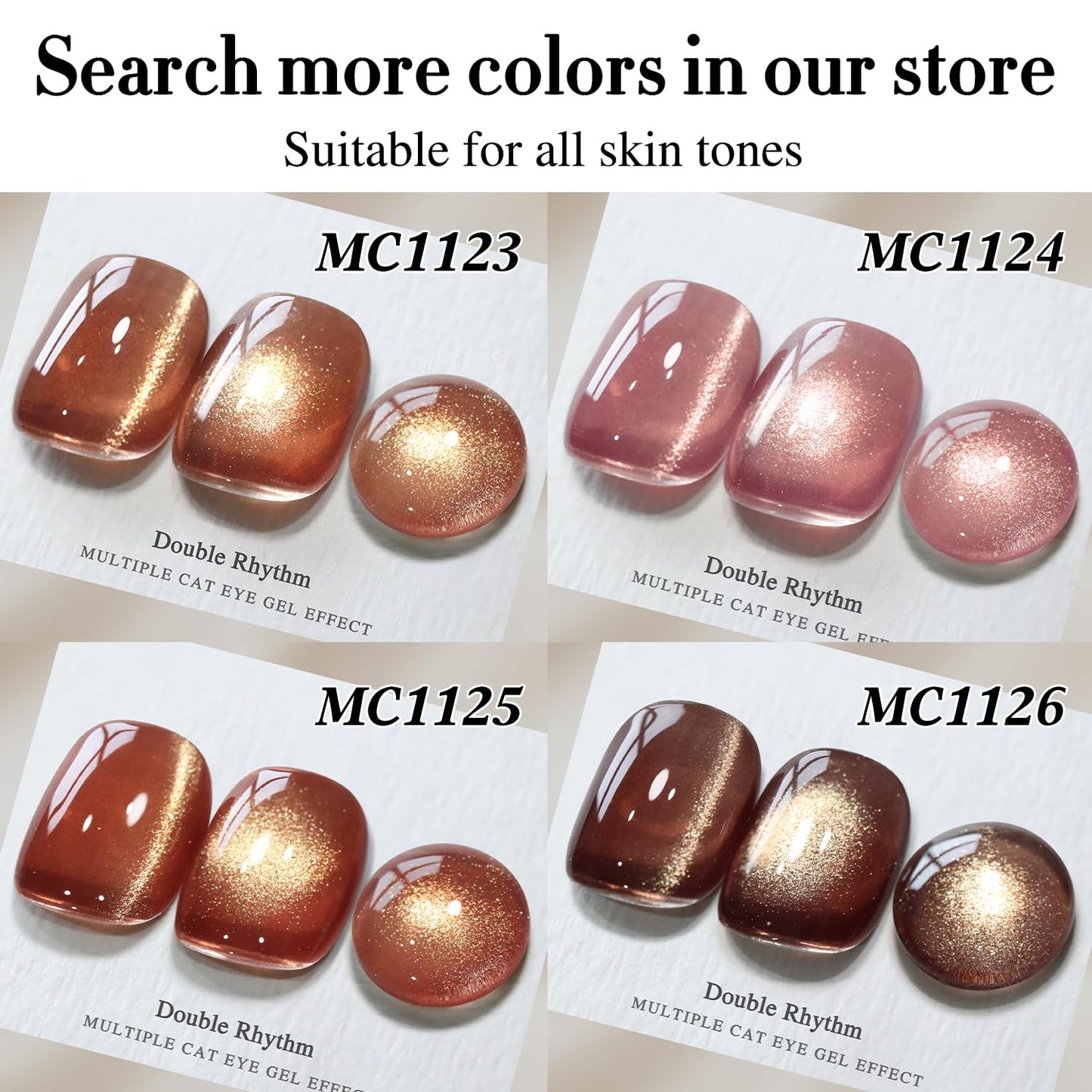 Double Rhythm 15ML Ice Glass Cat Eye Gel Polish with Magnet Holographic Glitter Shimmer Translucent Sheer Color Salon Soak Off Magnetic at Home (Milky Nude-MC1121)