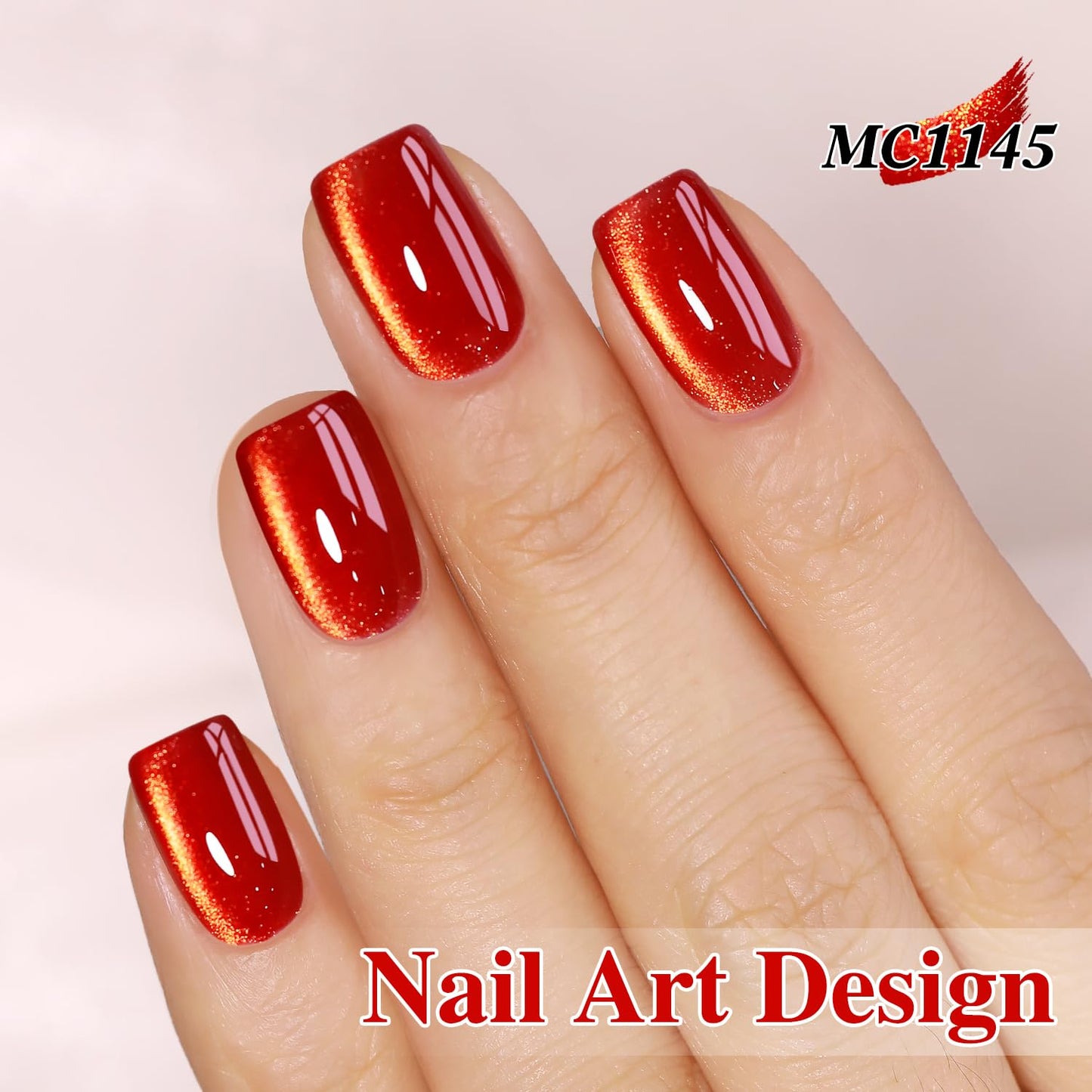 Double Rhythm 15ML Ice Glass Cat Eye Gel Polish with Magnet Holographic Glitter Shimmer Translucent Sheer Color Salon Soak Off Magnetic at Home (Blood Red-MC1145)