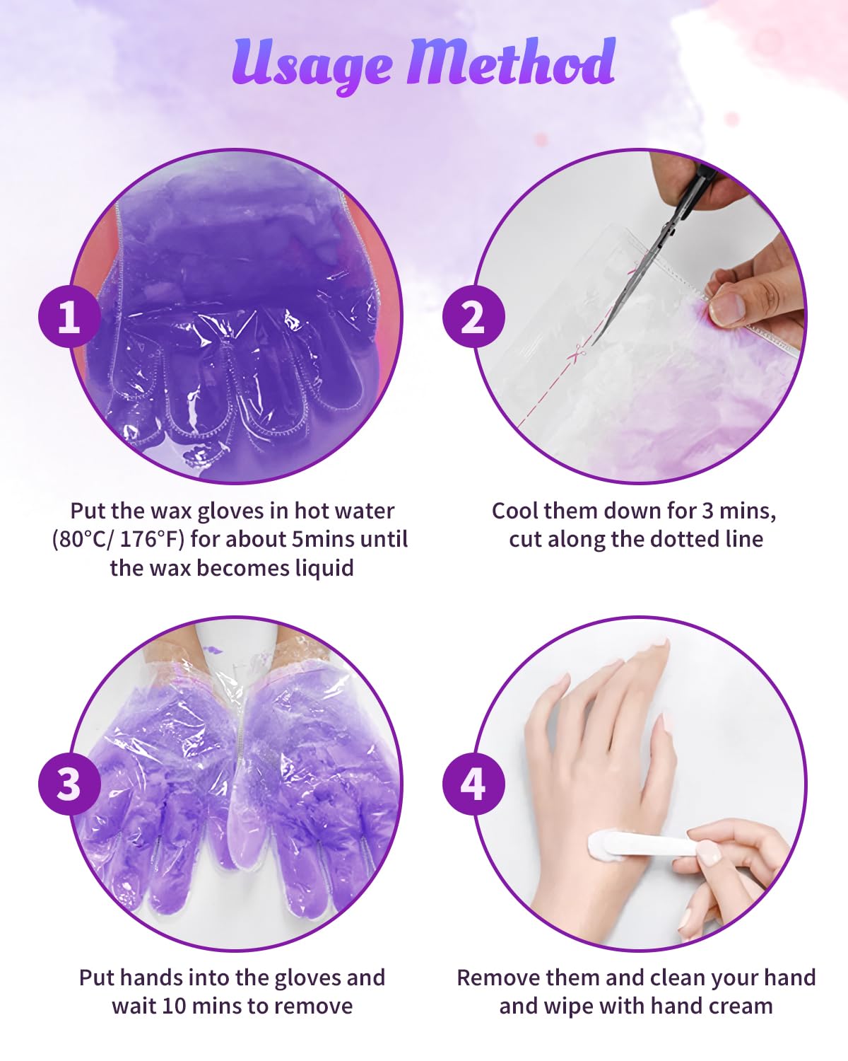 2-Pair Reusable Paraffin Wax Gloves for Hand Spa, Teglu Paraffin Wax Hand Mask for Moisturizing and Hydrating Dry Hand