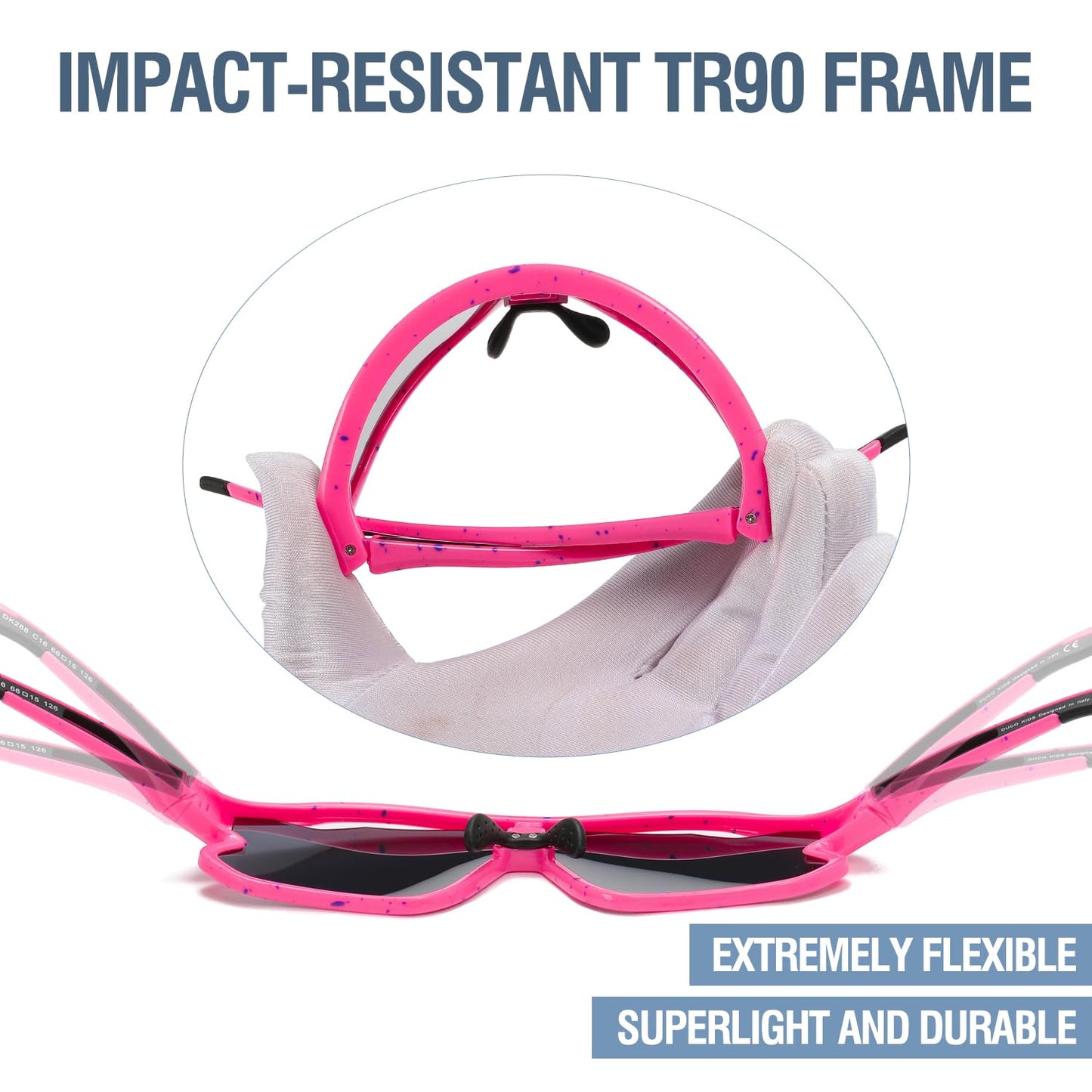 DUCO Kids Sunglasses Youth Baseball Sun Glasses Lightweight TR90 Frame UV400 Sports Cycling Shades for Boys Girls DK268