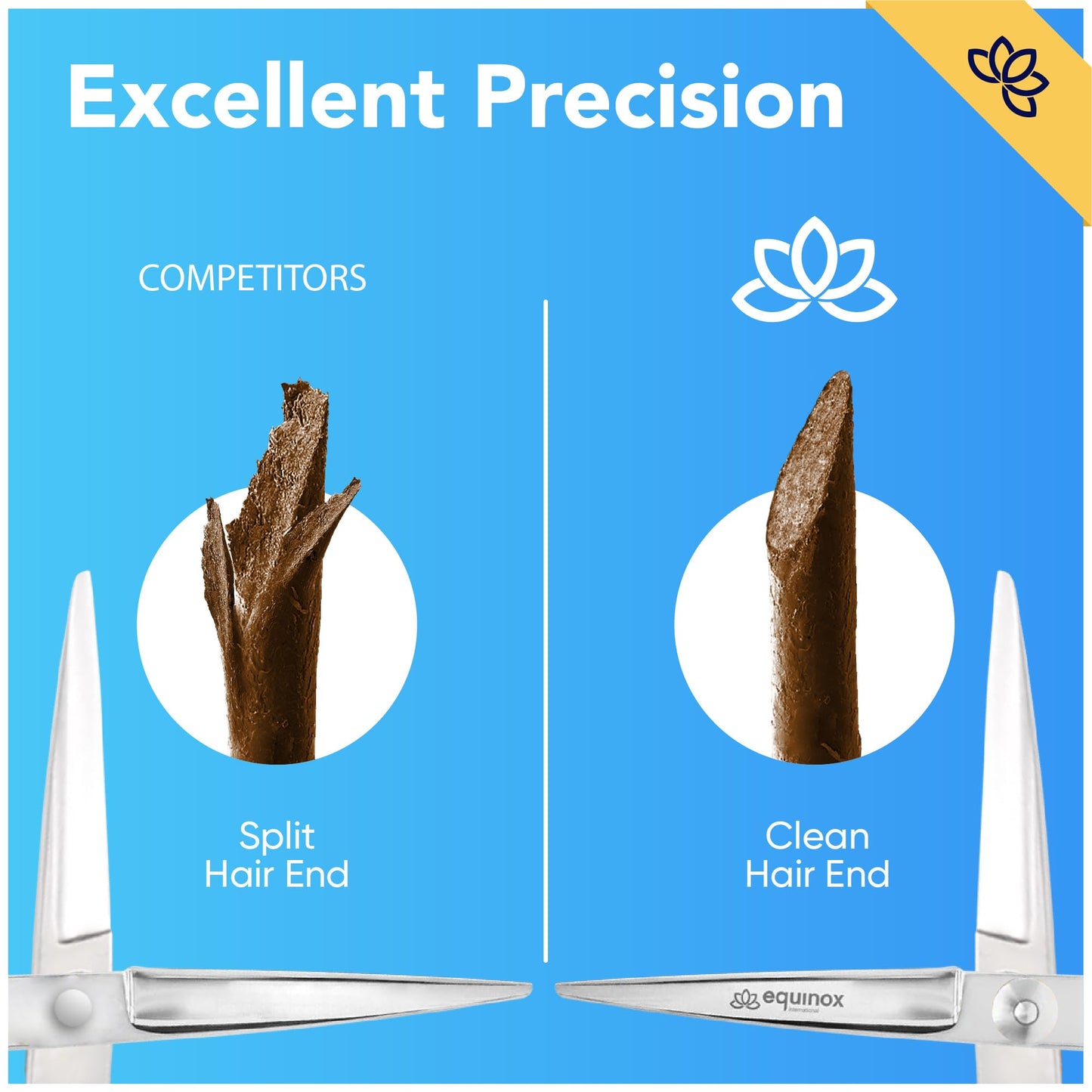 Equinox 6.5" Professional Hair Cutting Scissors for Men & Women - Ice Tempered, Silver - Hair Cutting Shear Professional - Barber Scissor Professional - Shears for Hair Cutting - Haircut Scissors