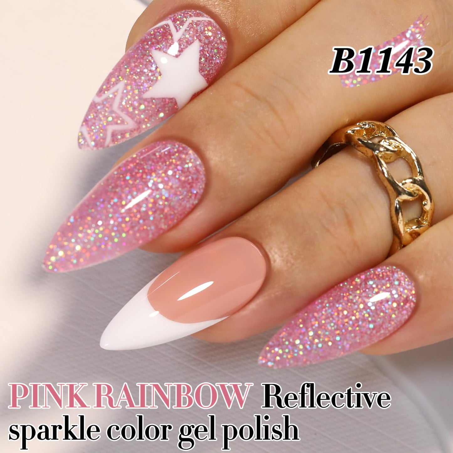 Double Rhythm 15ML Glitter Gel Polish Shimmer Reflective Holographic Color Magnetic for Nail Art Salon DIY at Home (B1143)
