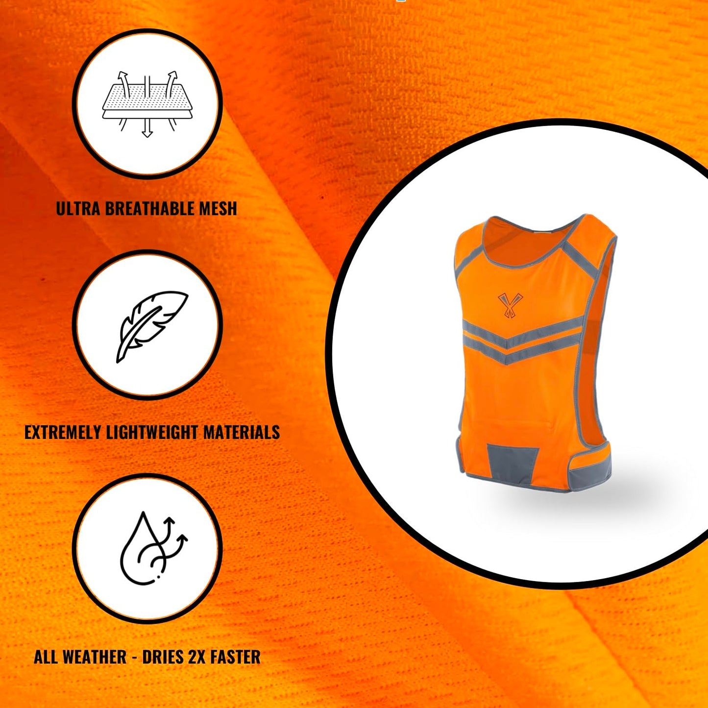 247 Viz Reflective Running Vest – Reflective Vest Running at Night for Walkers, Women & Men. High Visibility Reflective Gear, Cycling & Running Vest, High Vis Neon Safety Runners Reflective Vest