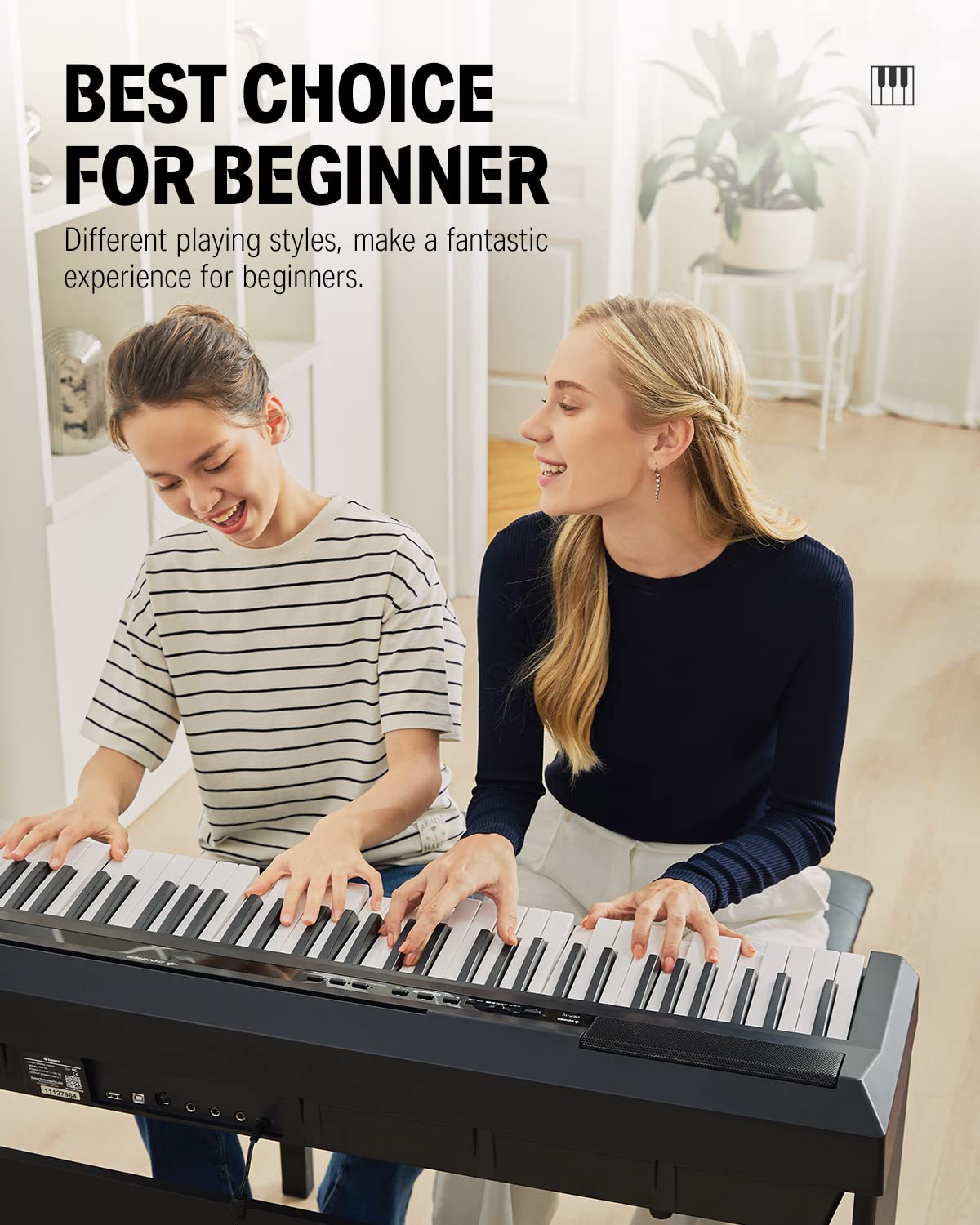 Donner DEP-10 Digital Piano 88 Key Semi-Weighted, Full-Size Electric Piano Portable Keyboard for Beginners, with Furniture Stand, Triple Pedals, Power Supply