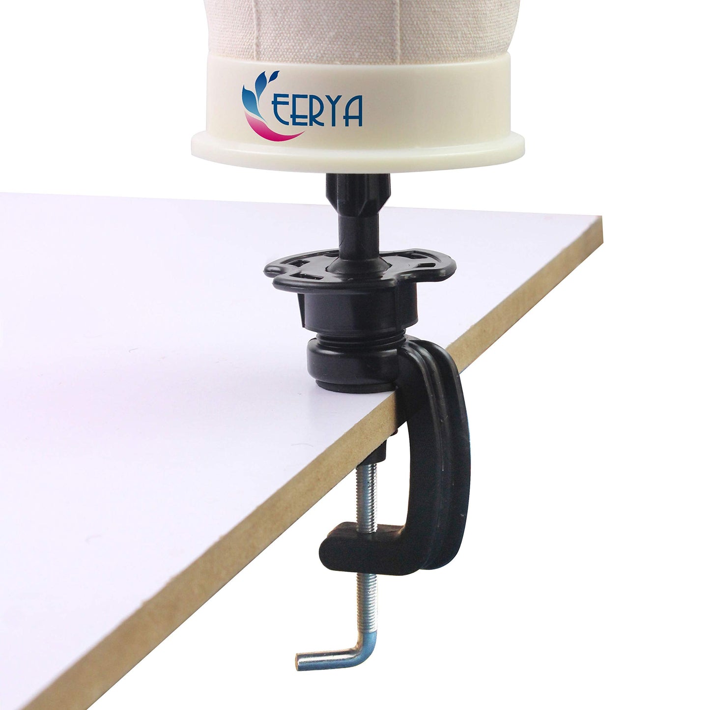 EERYA Canvas Block Head 24 Inch Wig Head Set for Wig Making Display Styling Poly Canvas Block Head with Stand Mannequin Head with Mount Hole Manikin Head Wig Head Stand (24inch)